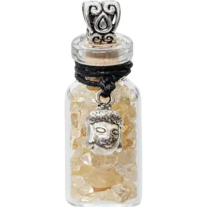 1.75" Gemstone Chip Bottle Necklace - Citrine with Buddha