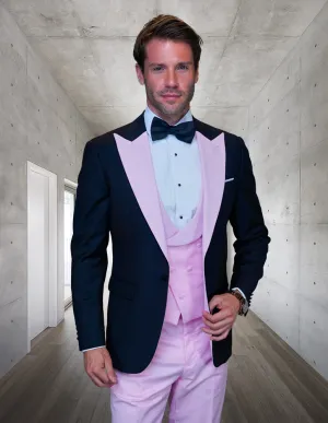 3pc Tuxedo Suit,modern Fit Flat Front Pants. Super 150's Italian Fabric | Arya | Pink