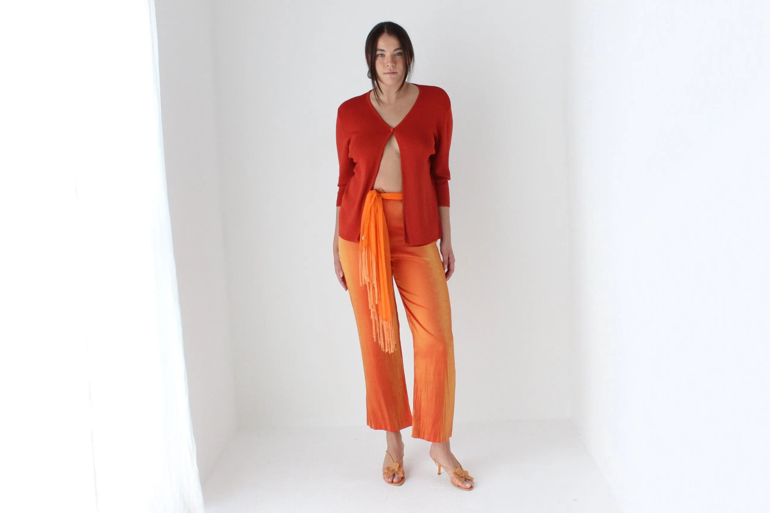 80s Metallic Orange Relaxed Pants