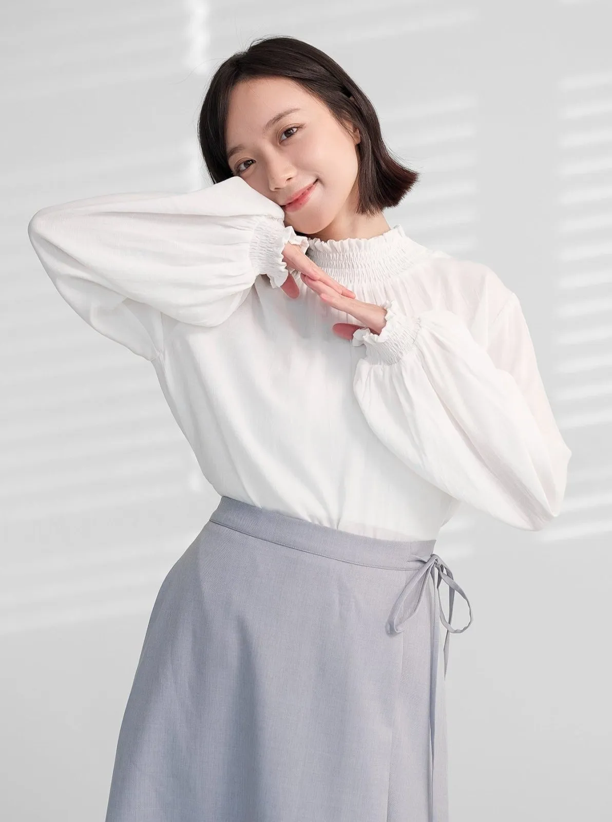 Abigail Shirred Puff Sleeve Top