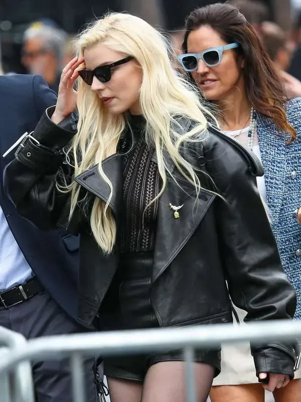 Anya Taylor Joy Black Biker Leather Jacket