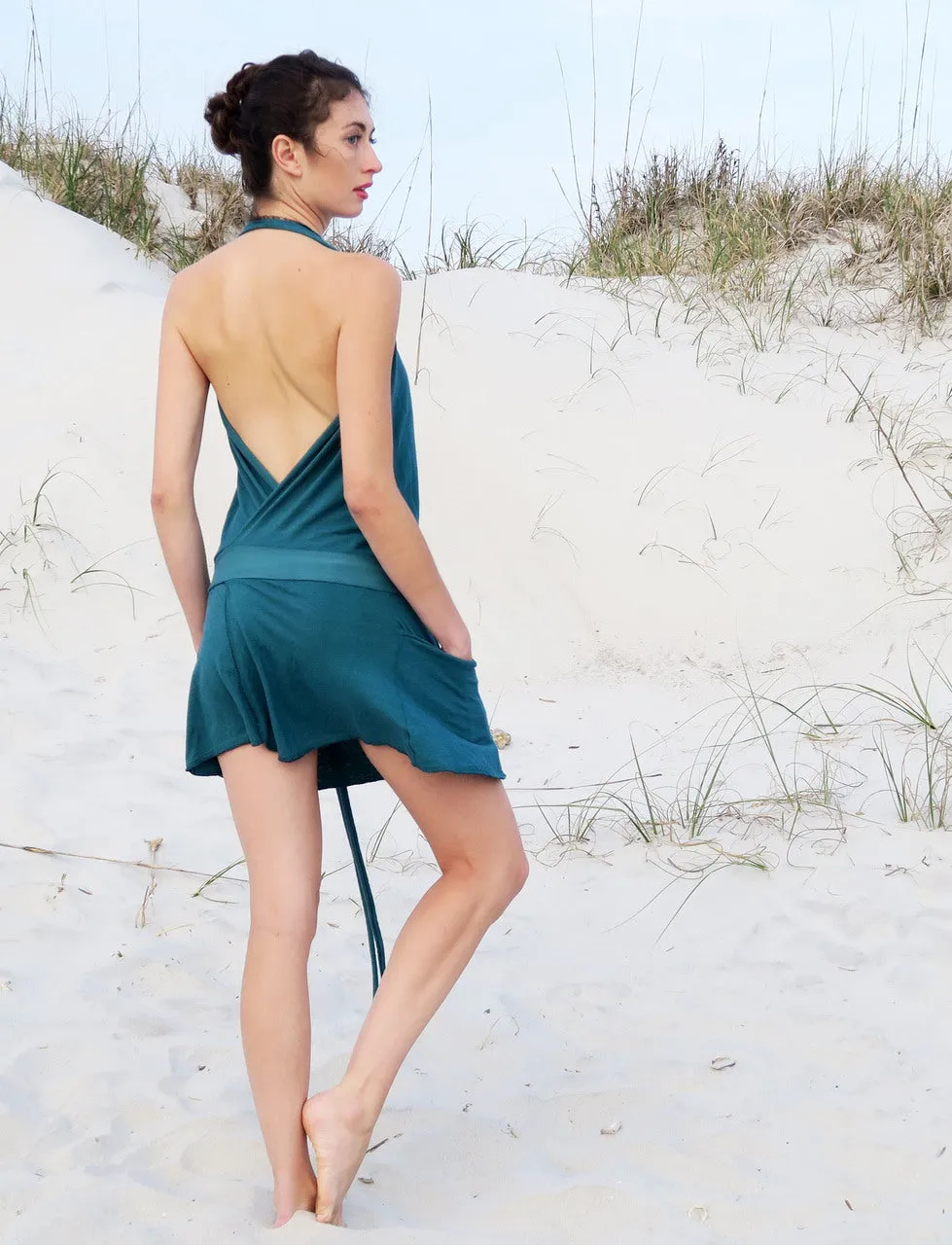 Apron Wrap Perfect Pockets Mini Dress