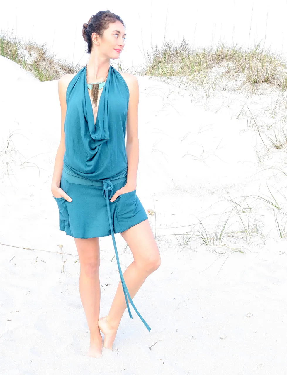 Apron Wrap Perfect Pockets Mini Dress