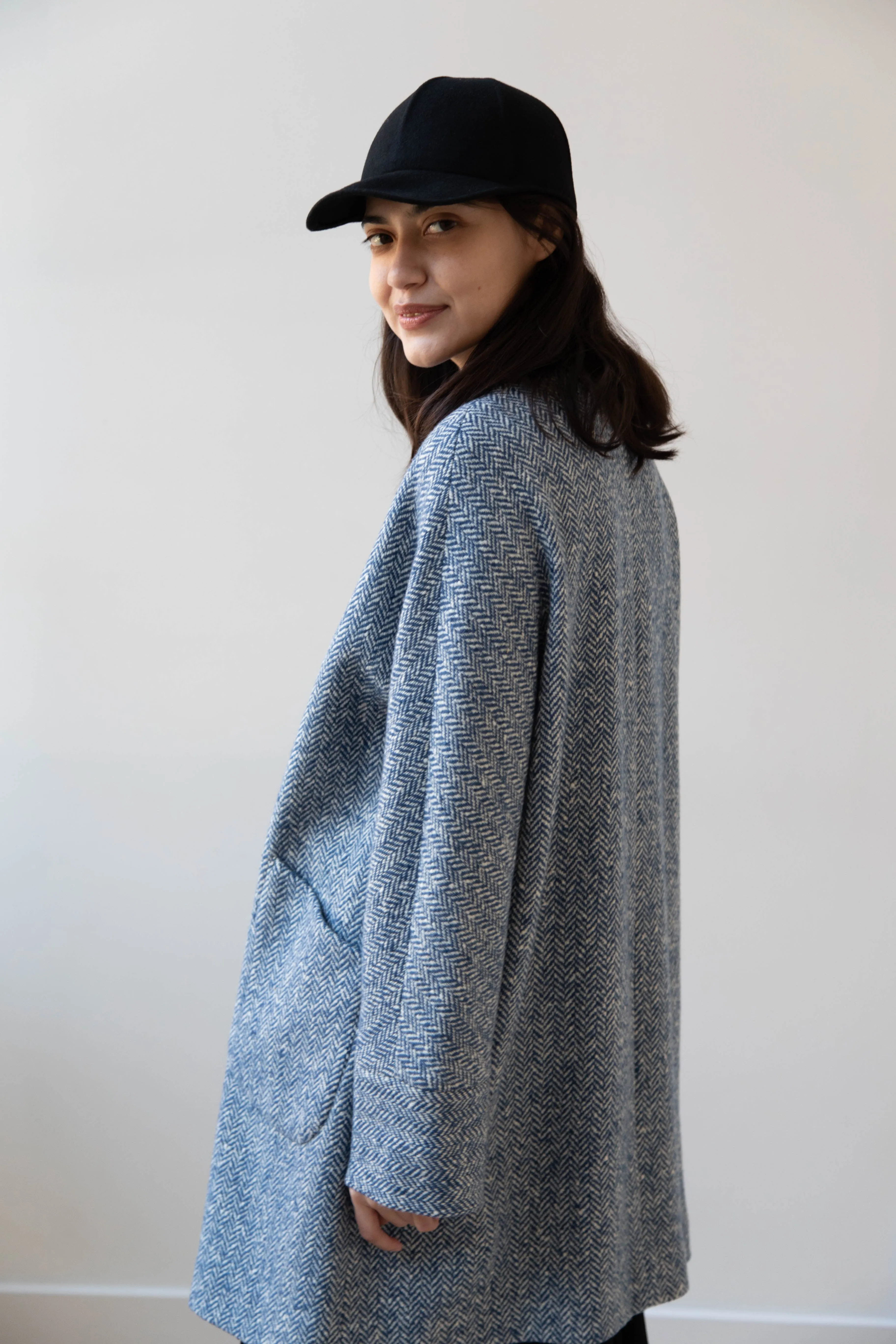 Arts & Science | Balloon Coat in Light Blue Herringbone