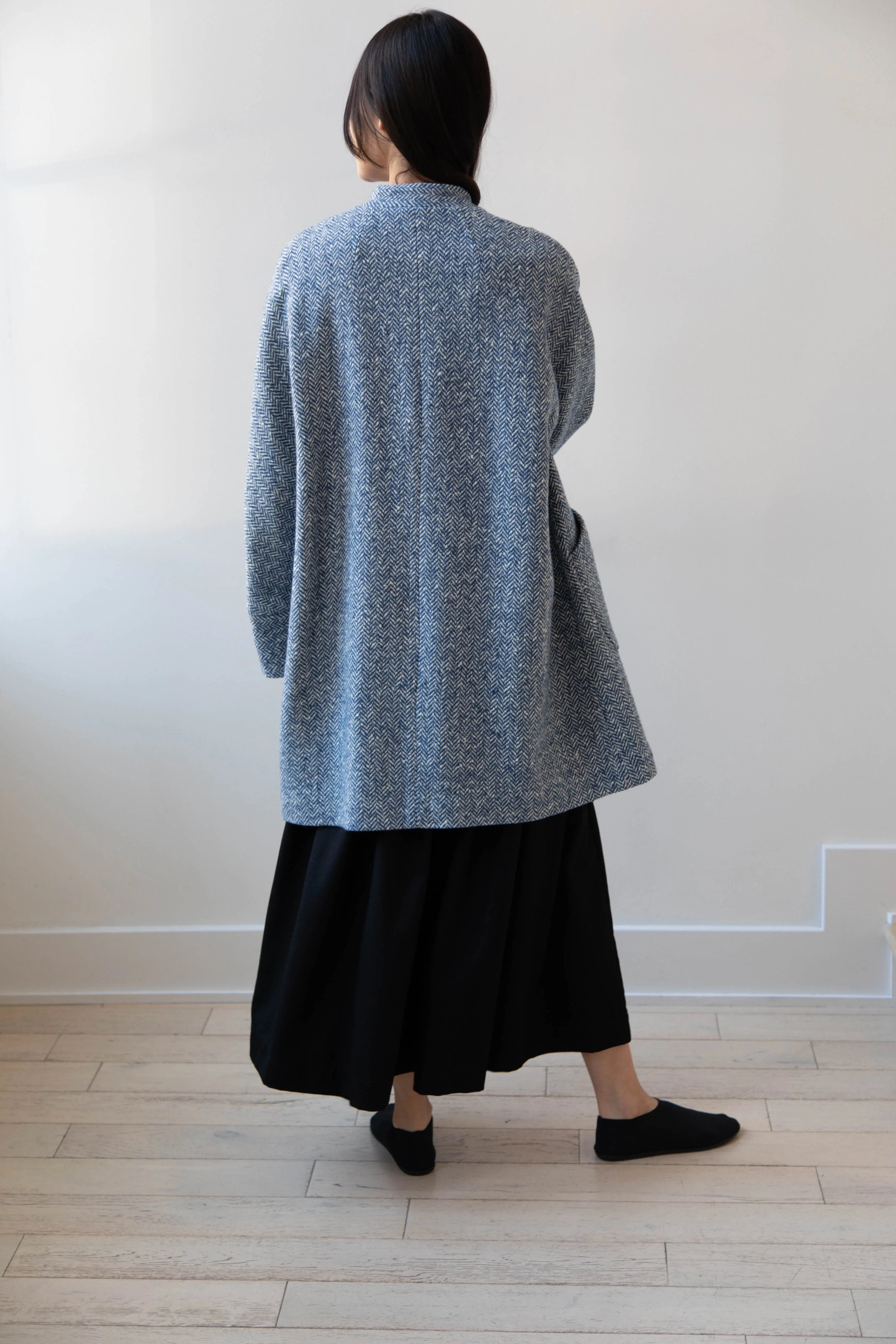 Arts & Science | Balloon Coat in Light Blue Herringbone