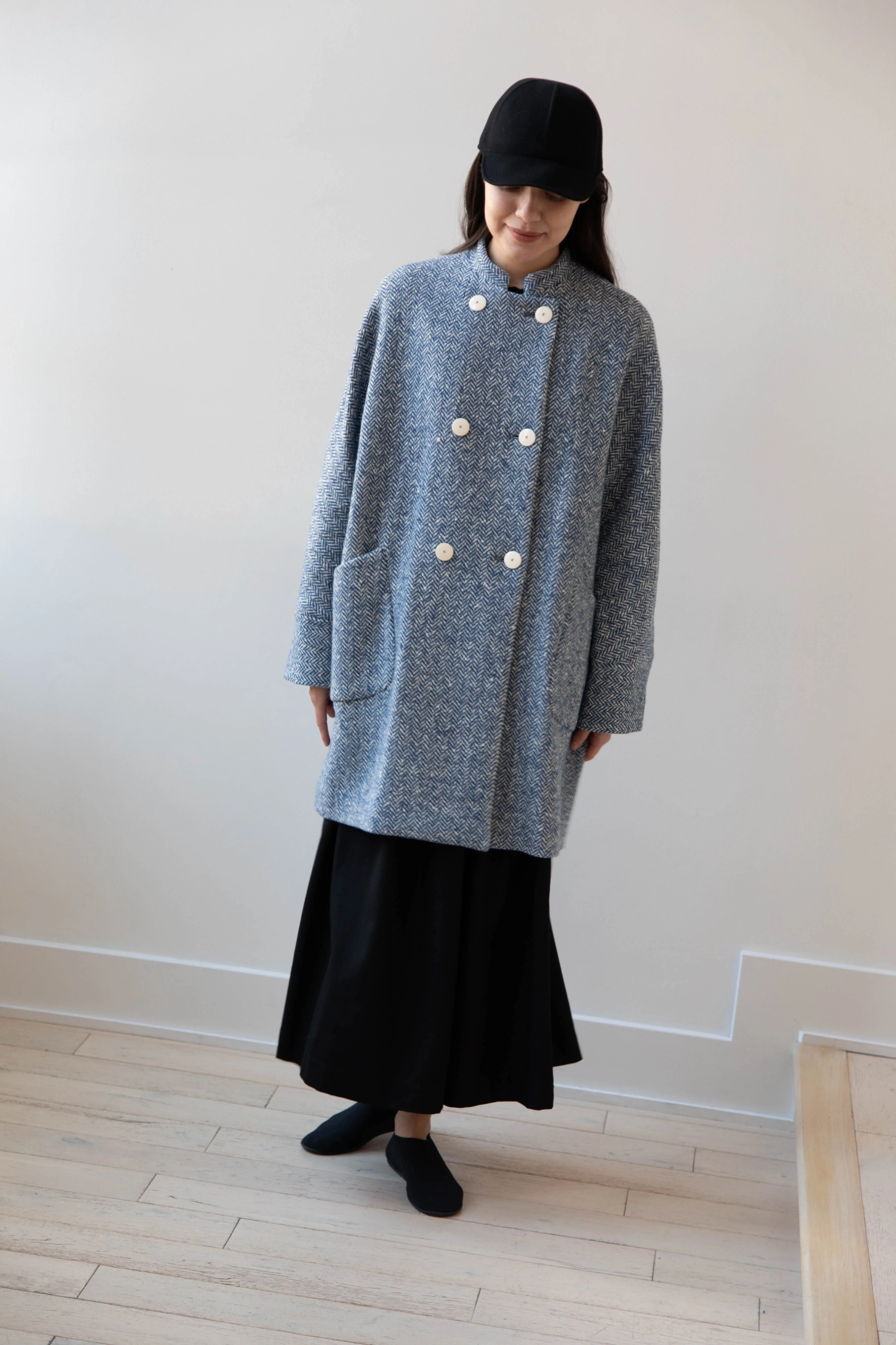 Arts & Science | Balloon Coat in Light Blue Herringbone