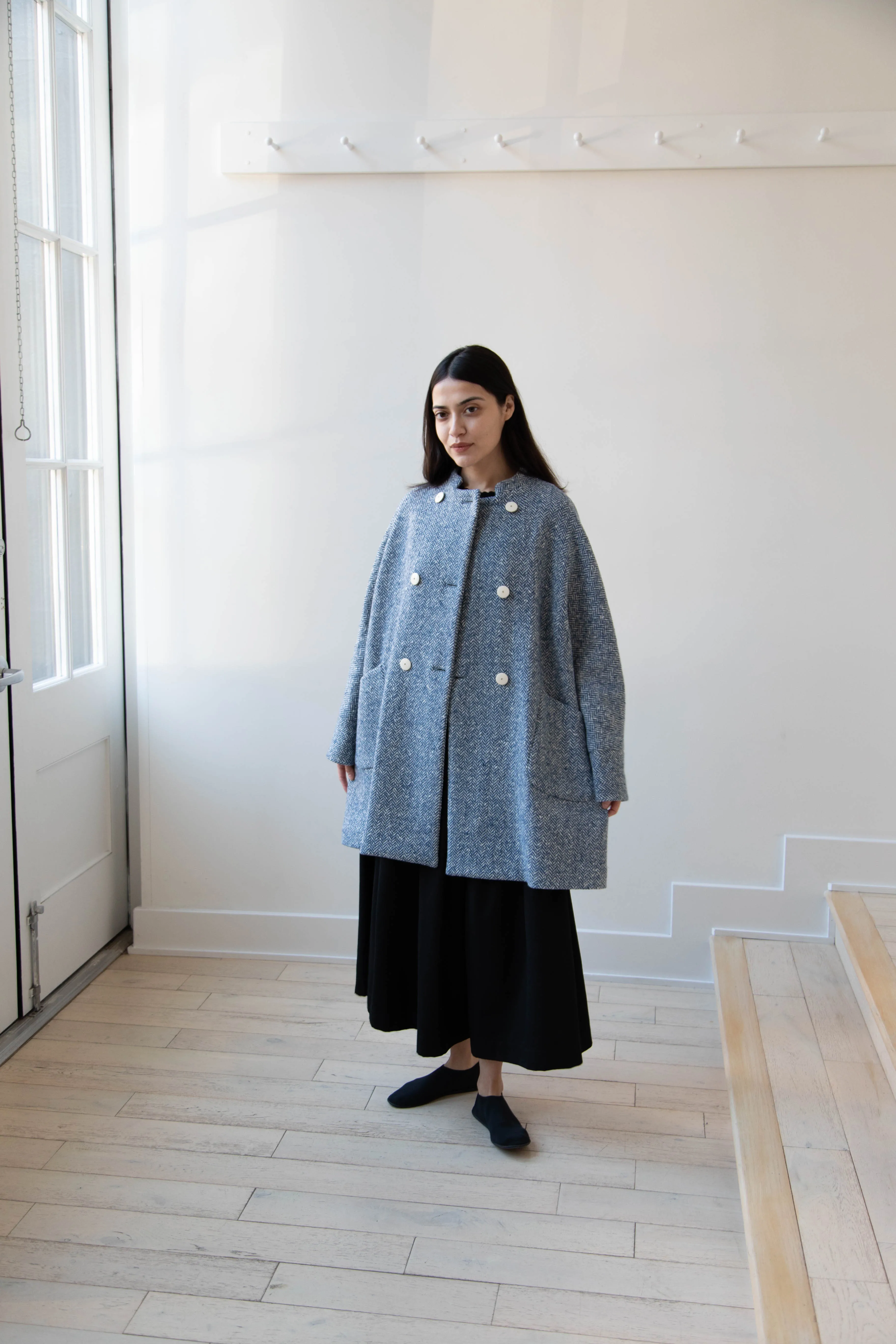 Arts & Science | Balloon Coat in Light Blue Herringbone