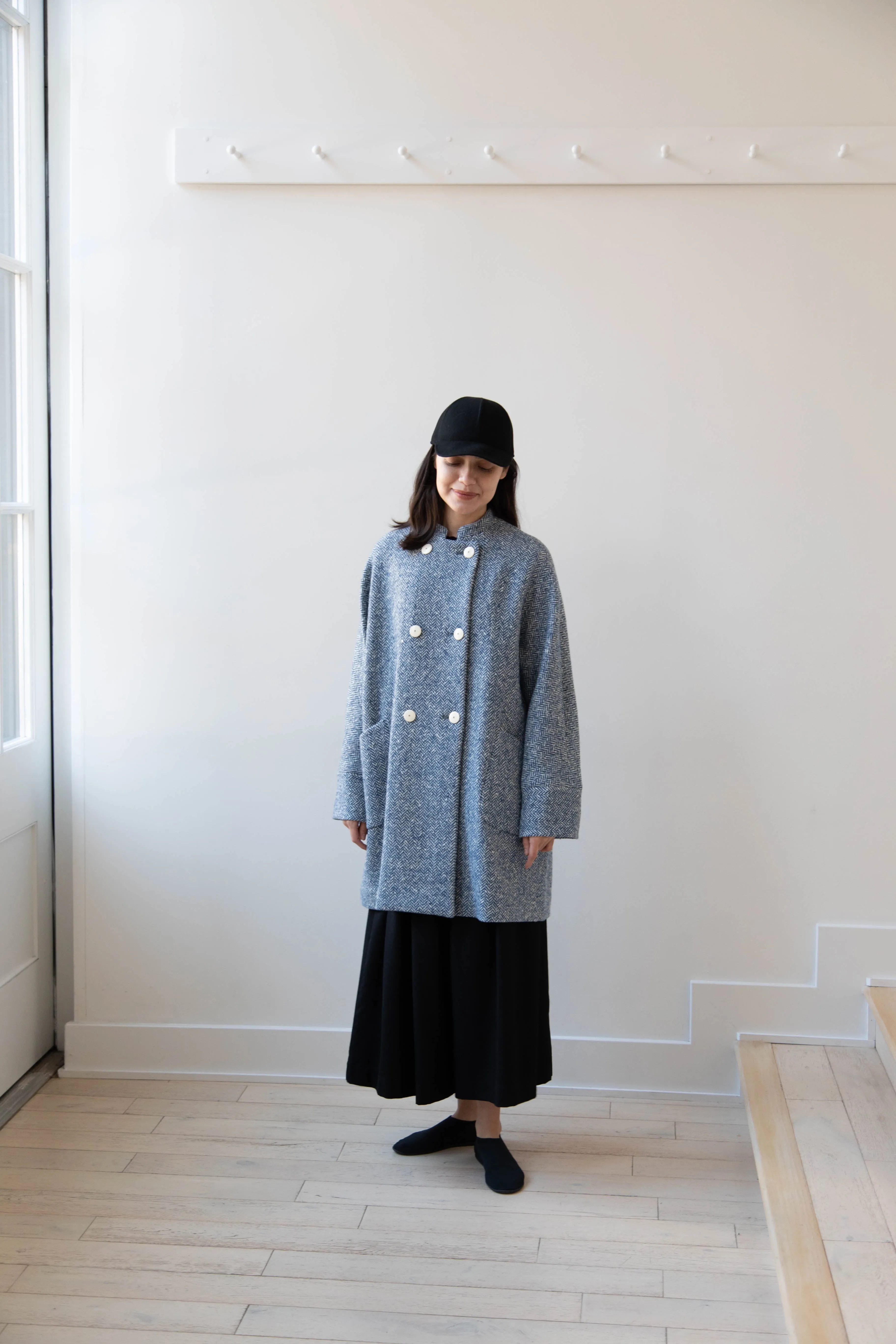 Arts & Science | Balloon Coat in Light Blue Herringbone