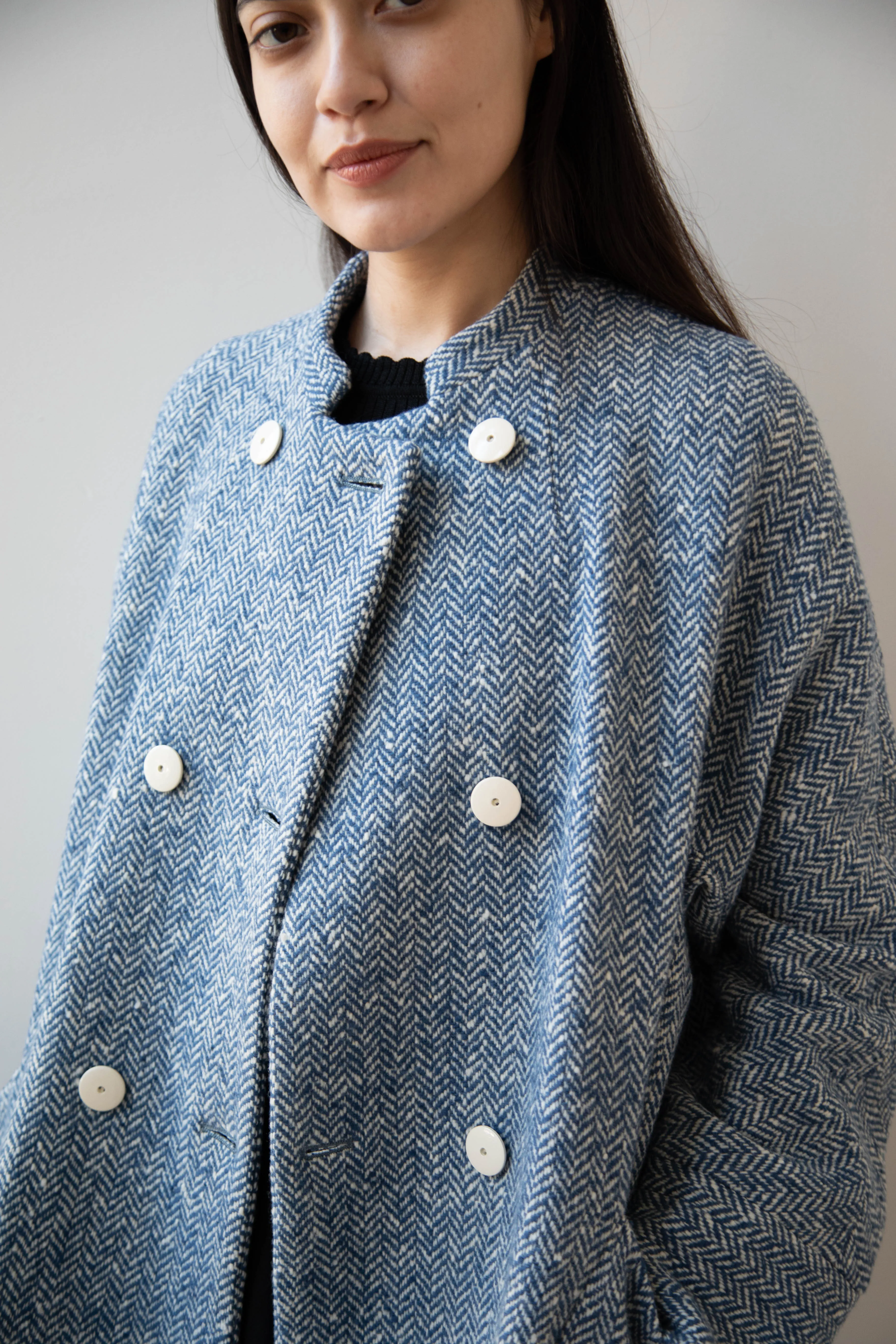 Arts & Science | Balloon Coat in Light Blue Herringbone