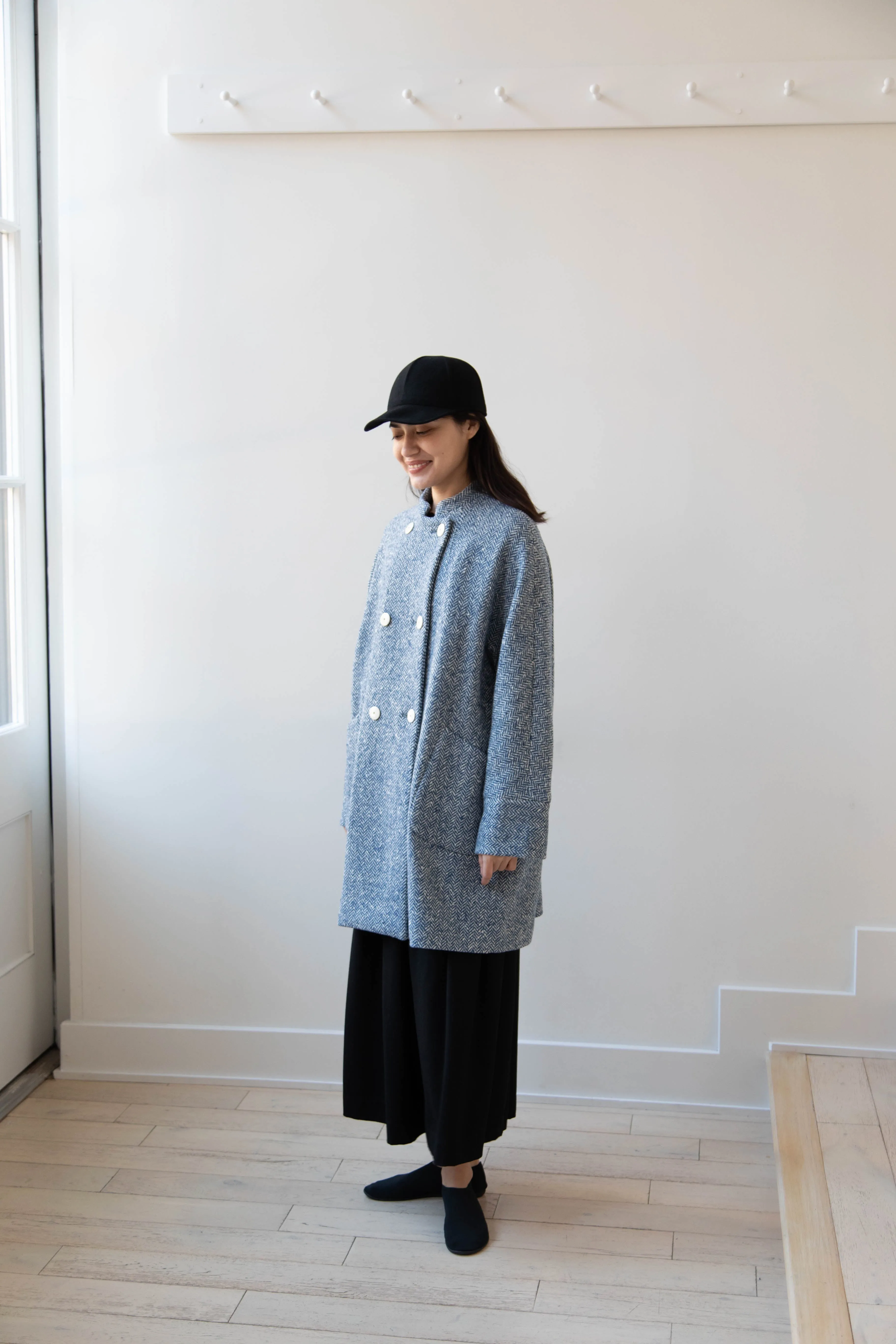 Arts & Science | Balloon Coat in Light Blue Herringbone