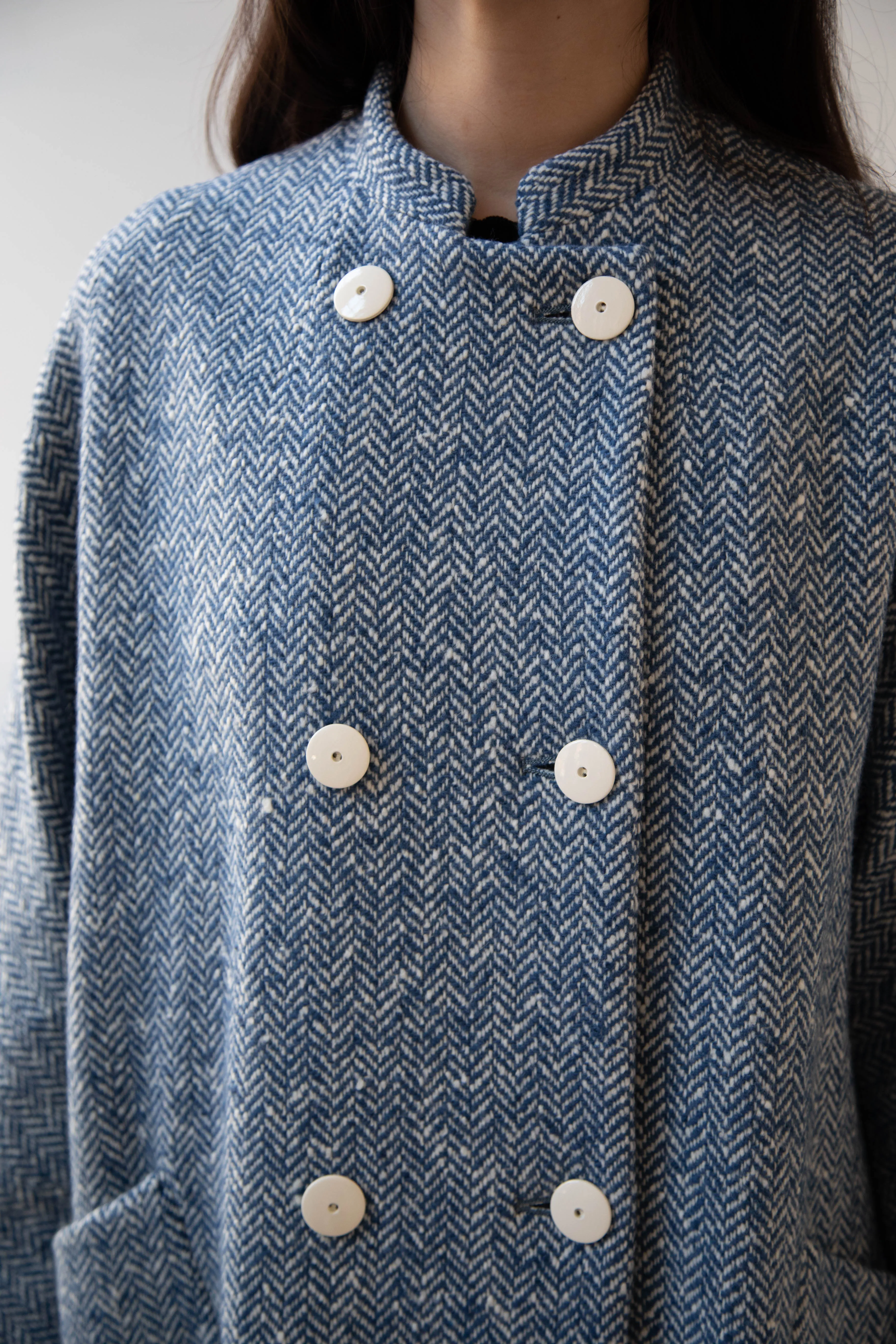 Arts & Science | Balloon Coat in Light Blue Herringbone