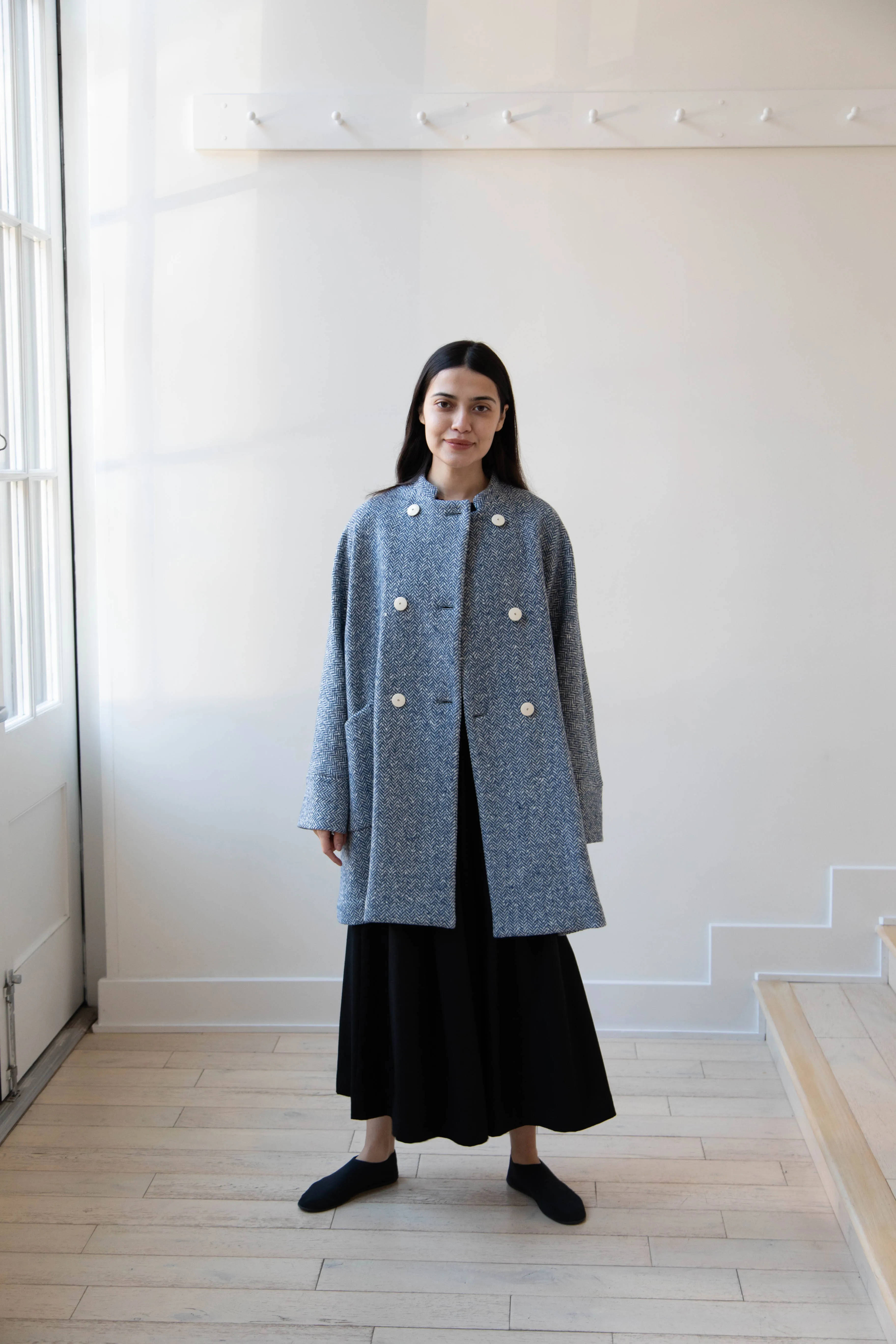 Arts & Science | Balloon Coat in Light Blue Herringbone