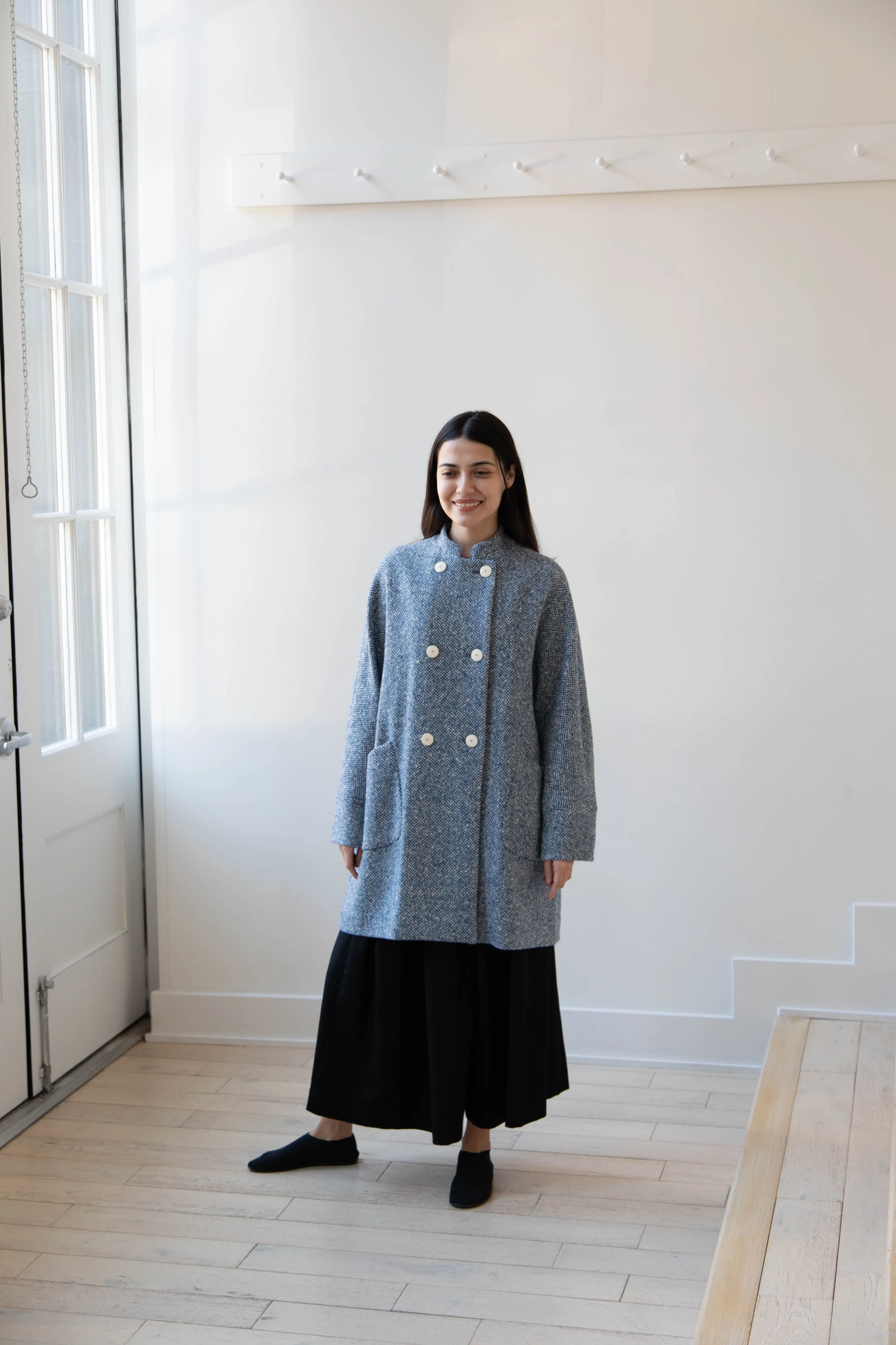 Arts & Science | Balloon Coat in Light Blue Herringbone