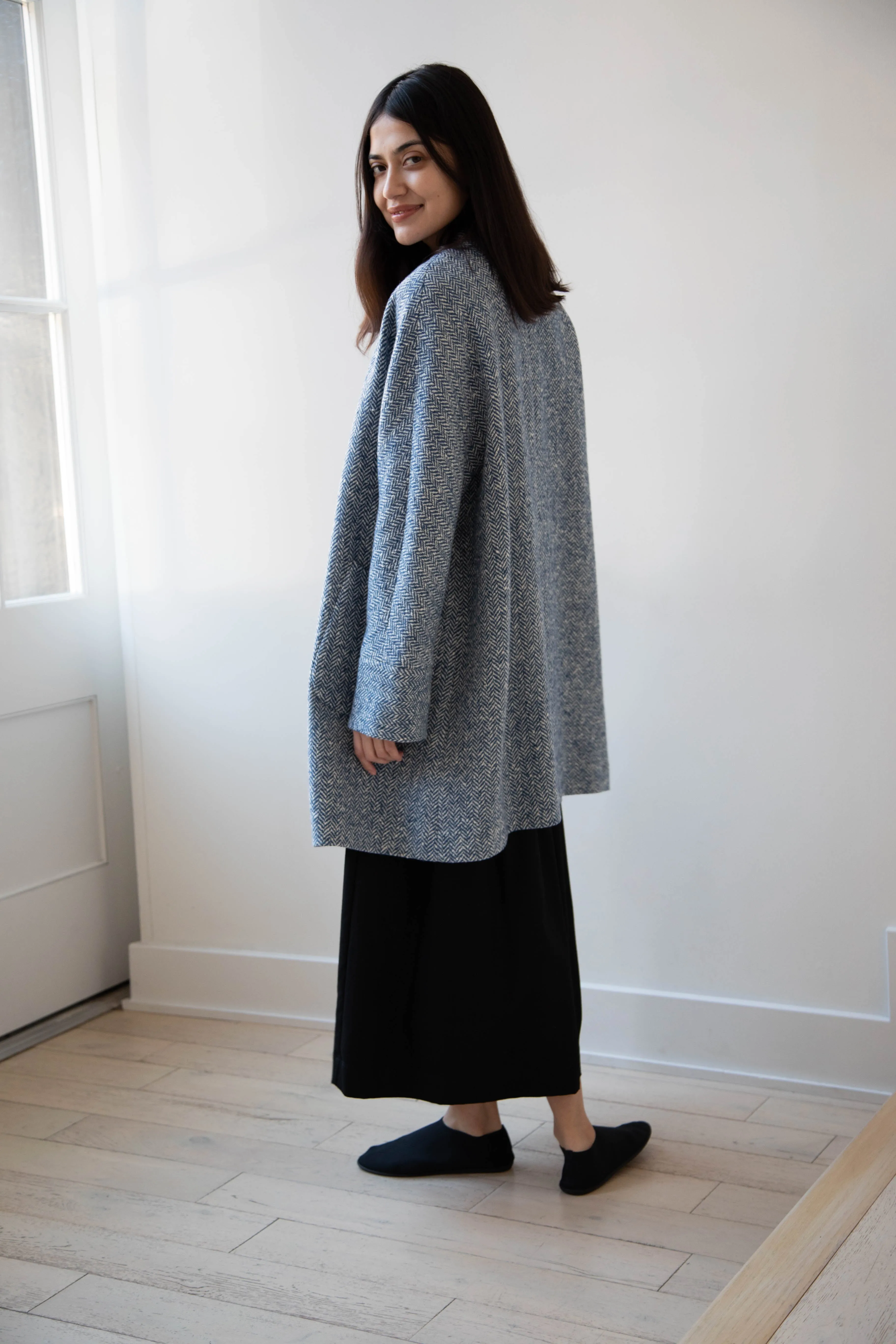 Arts & Science | Balloon Coat in Light Blue Herringbone