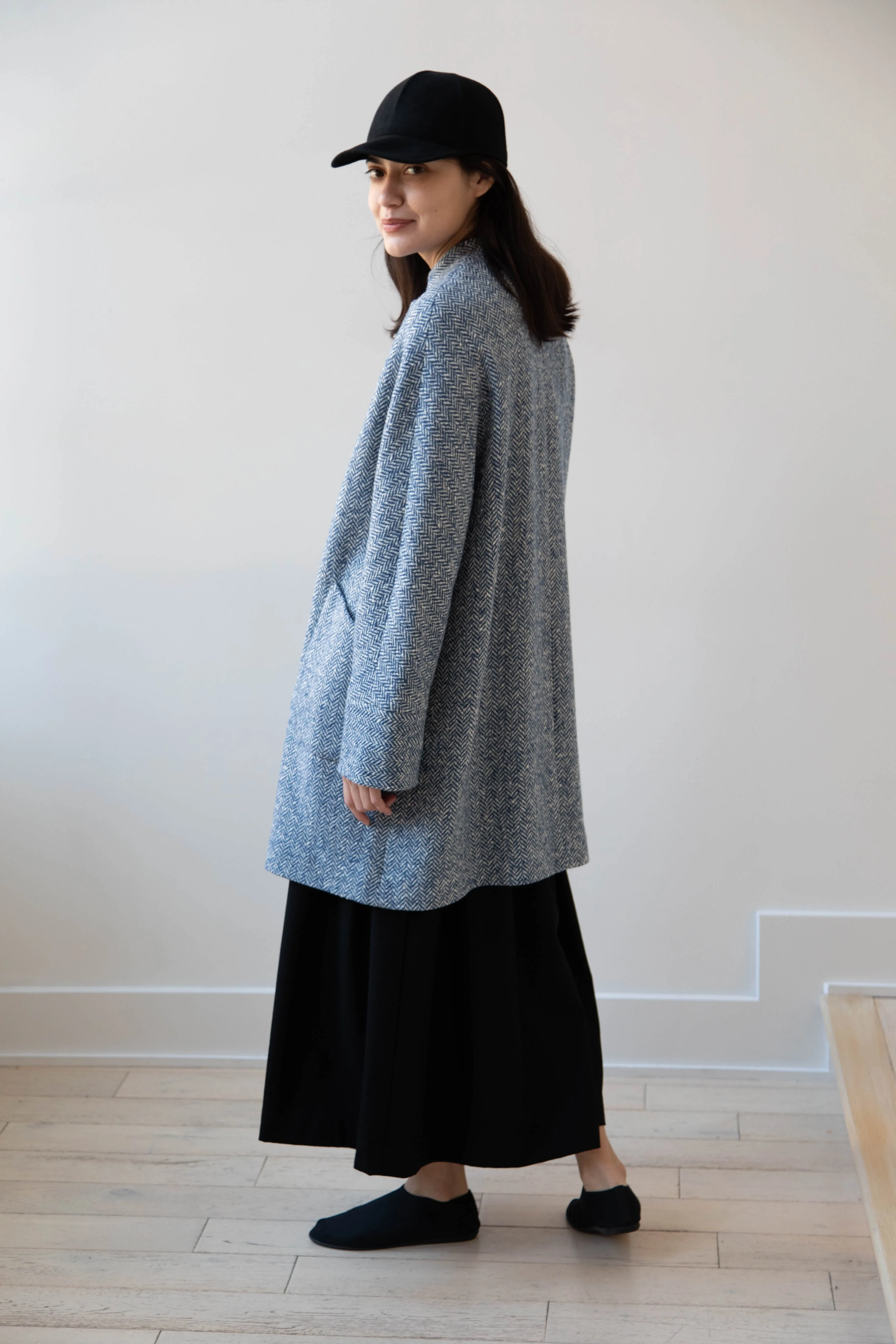 Arts & Science | Balloon Coat in Light Blue Herringbone