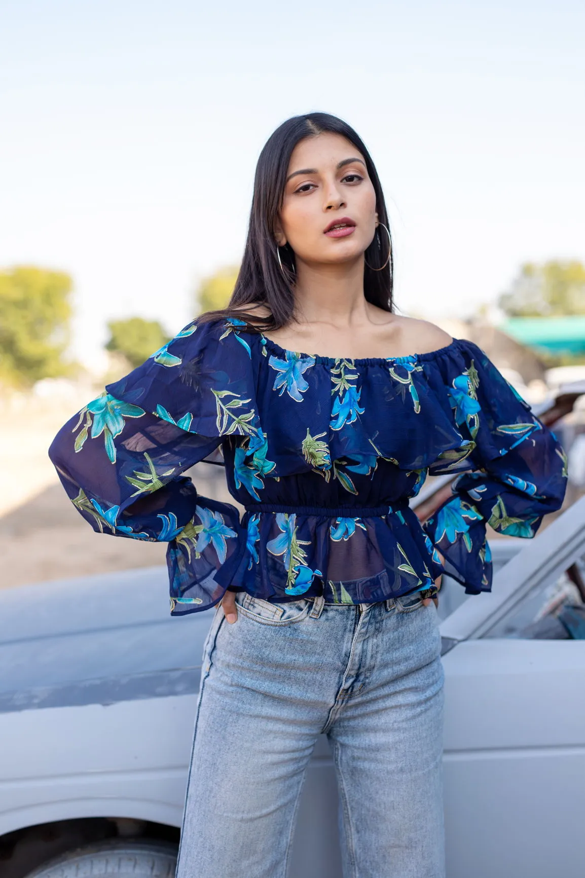 BERRY BLUE FLORAL TOP