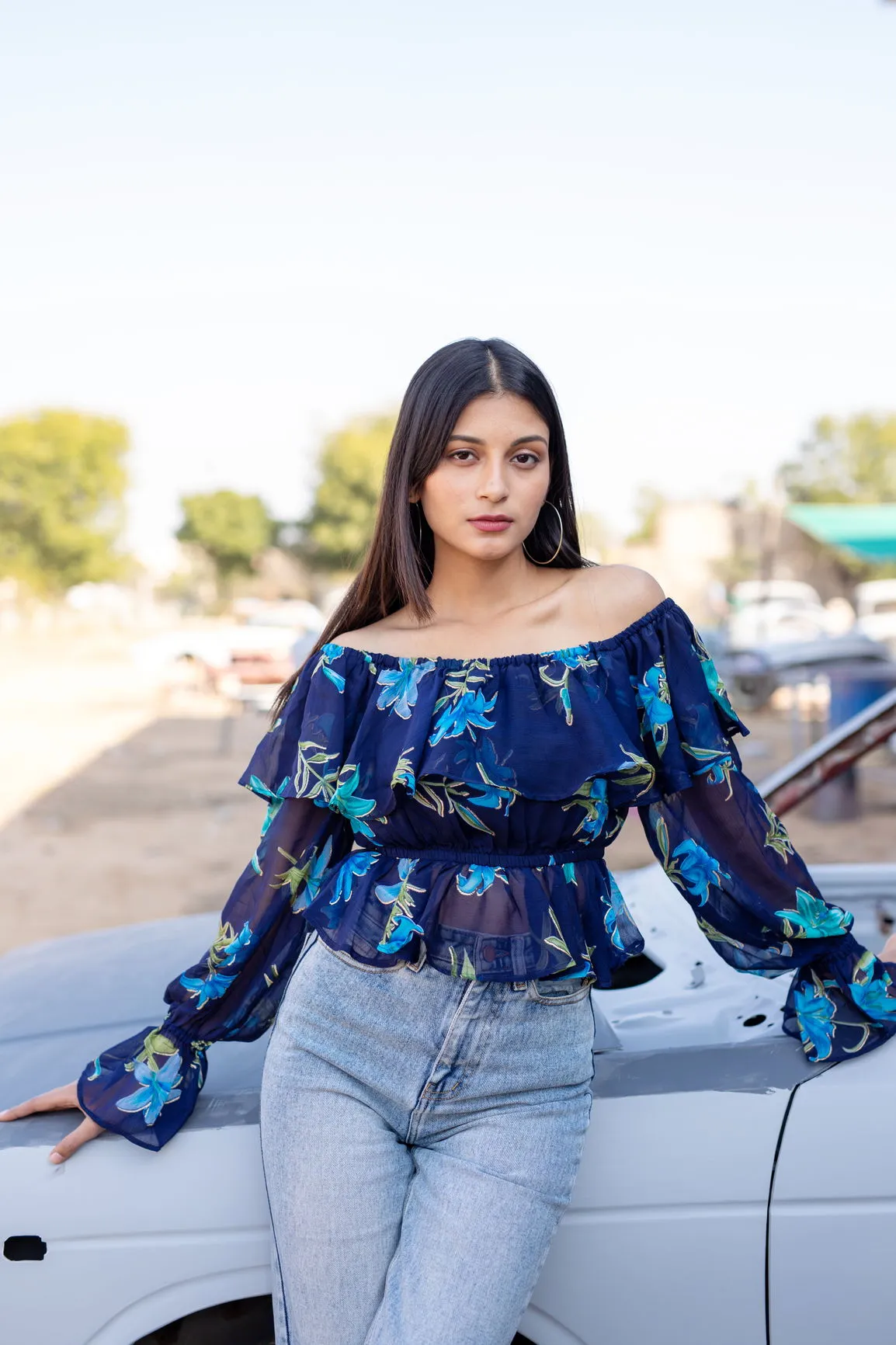 BERRY BLUE FLORAL TOP