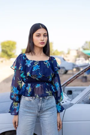 BERRY BLUE FLORAL TOP