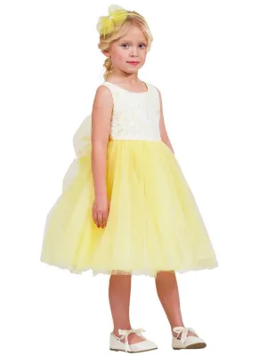 Big Girls Yellow Lace Tulle Sleeveless Easter Dress 8-12