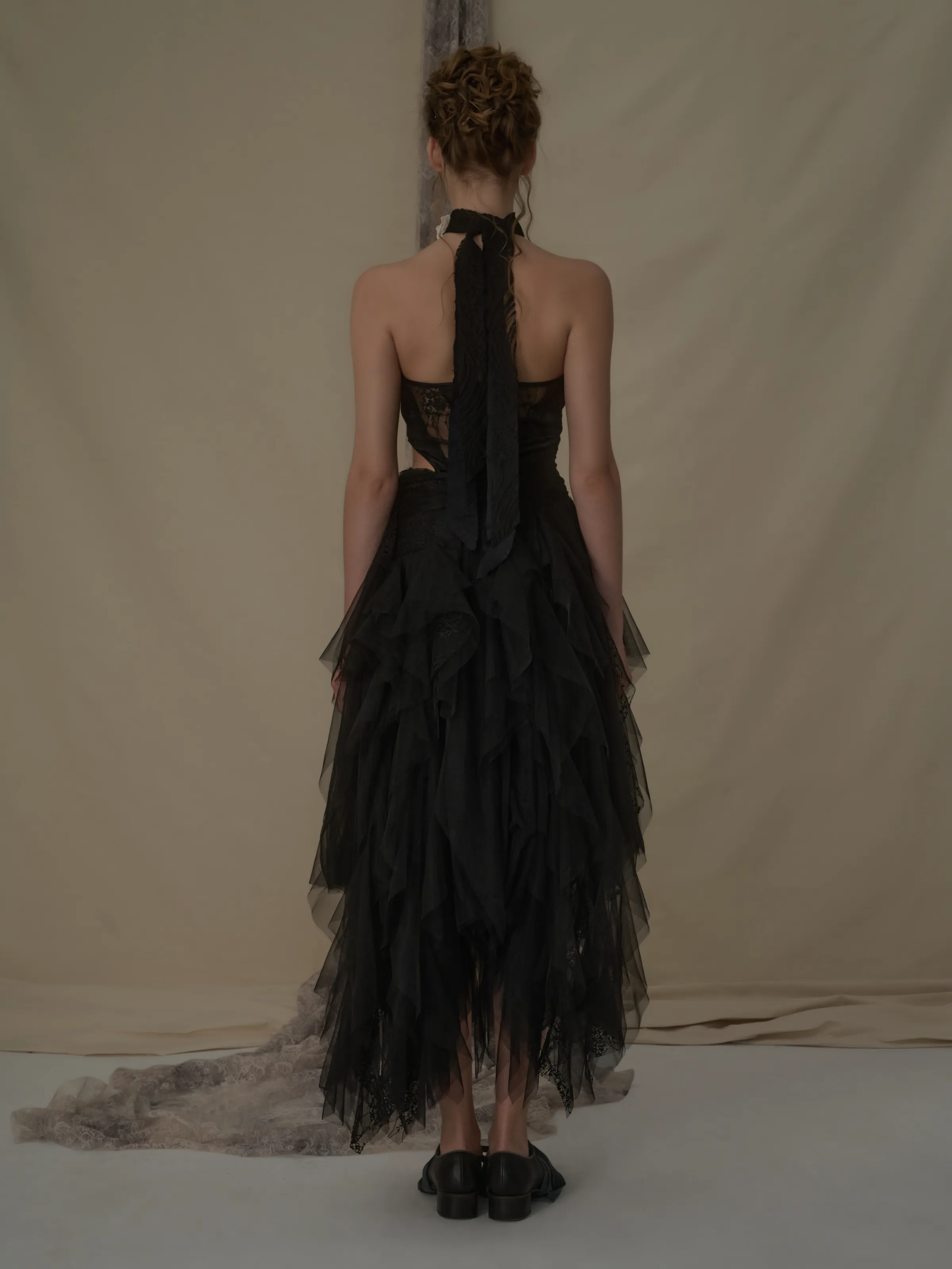 Black Waistless Lace Tube Dress