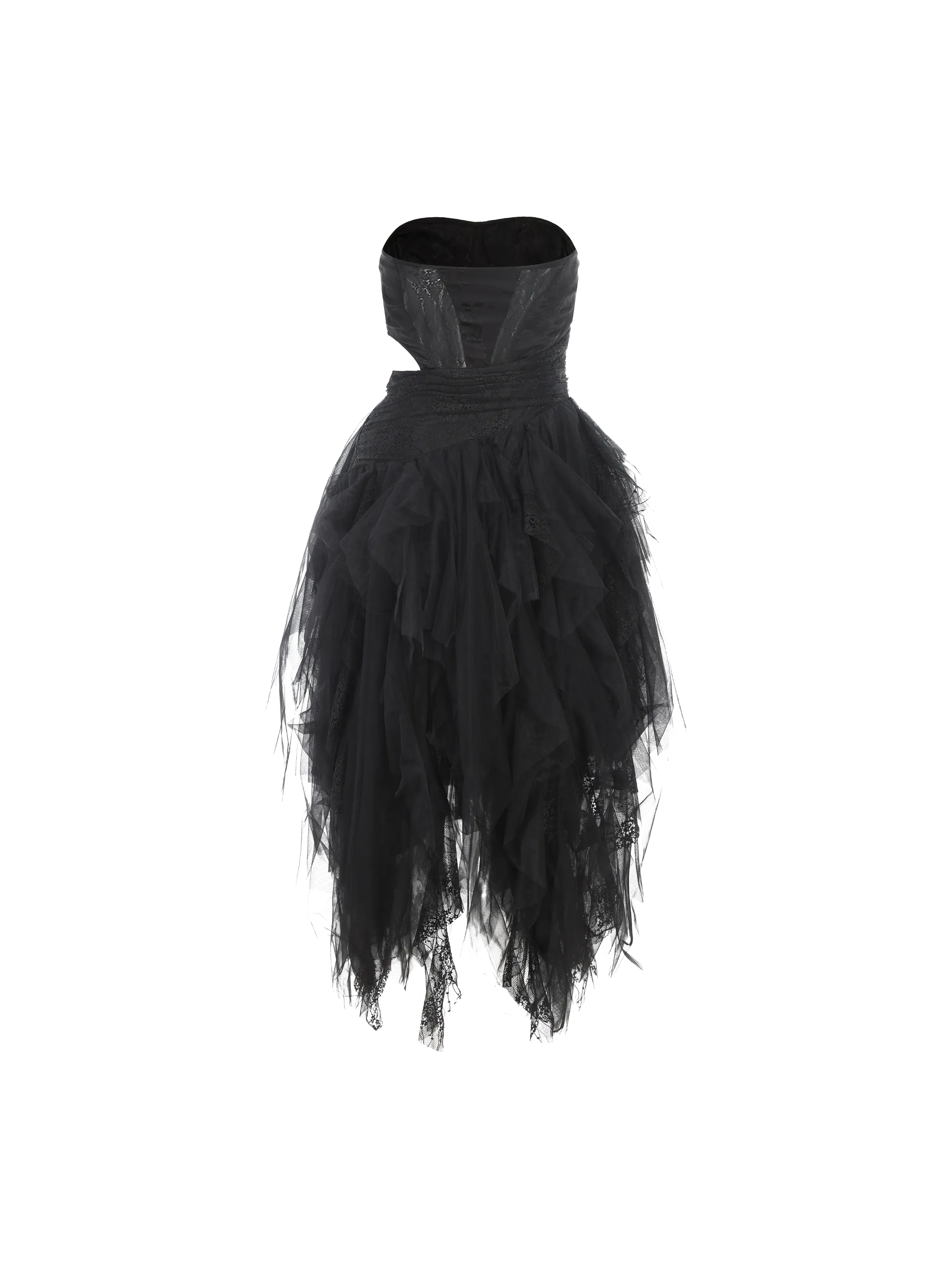 Black Waistless Lace Tube Dress