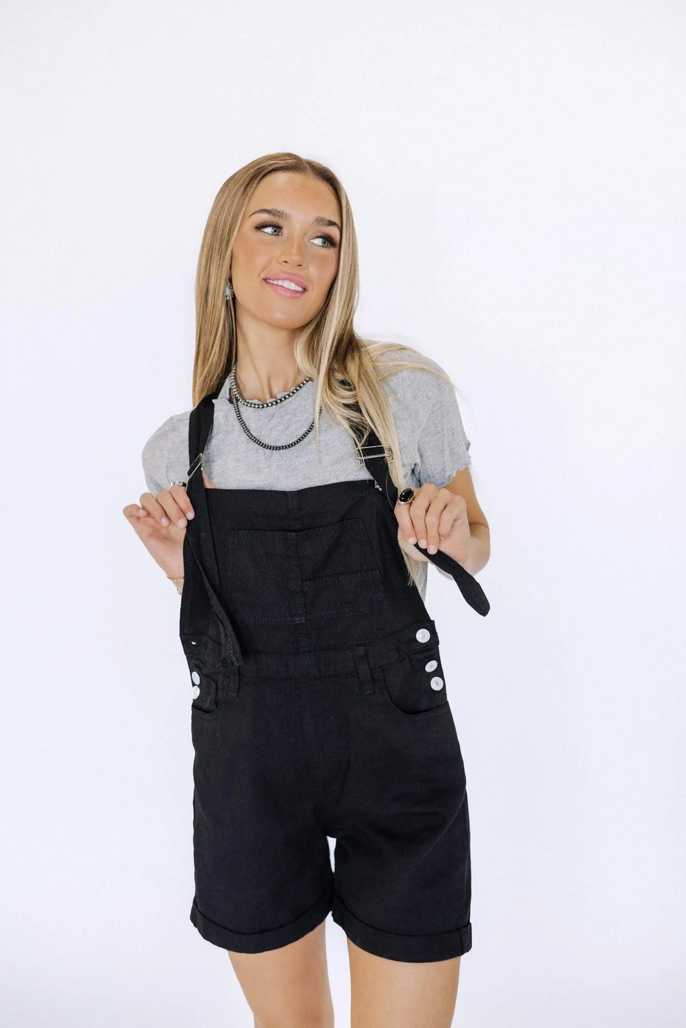 Bowie Black Denim Shortalls