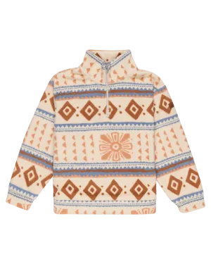 Calling All My Girls 1/4 Zip Fleece Jacket in Parchment