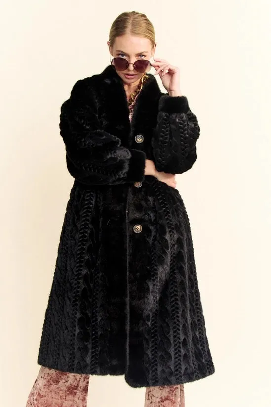Davi & Dani Black Faux Fur Luxury Cardigan/Coat