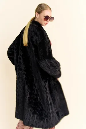 Davi & Dani Black Faux Fur Luxury Cardigan/Coat