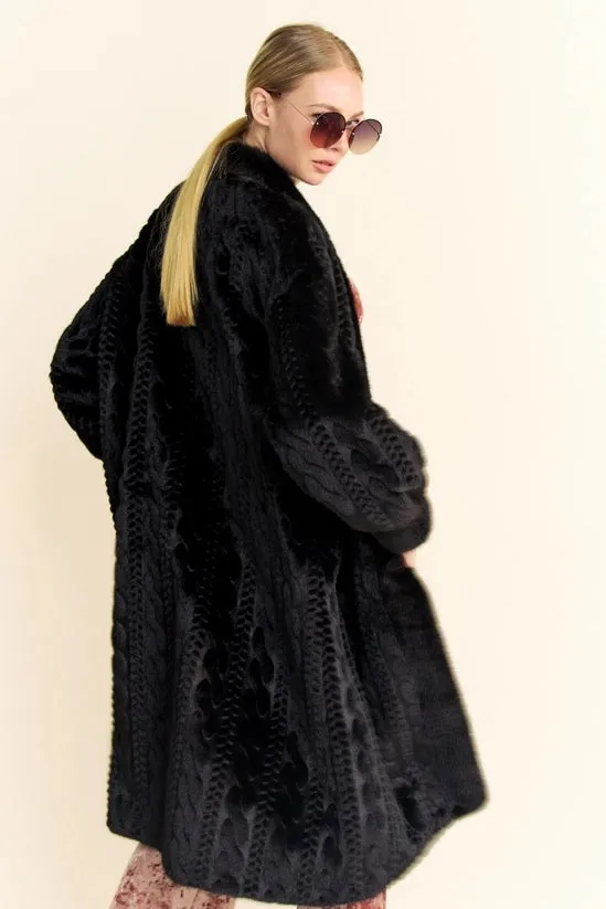 Davi & Dani Black Faux Fur Luxury Cardigan/Coat