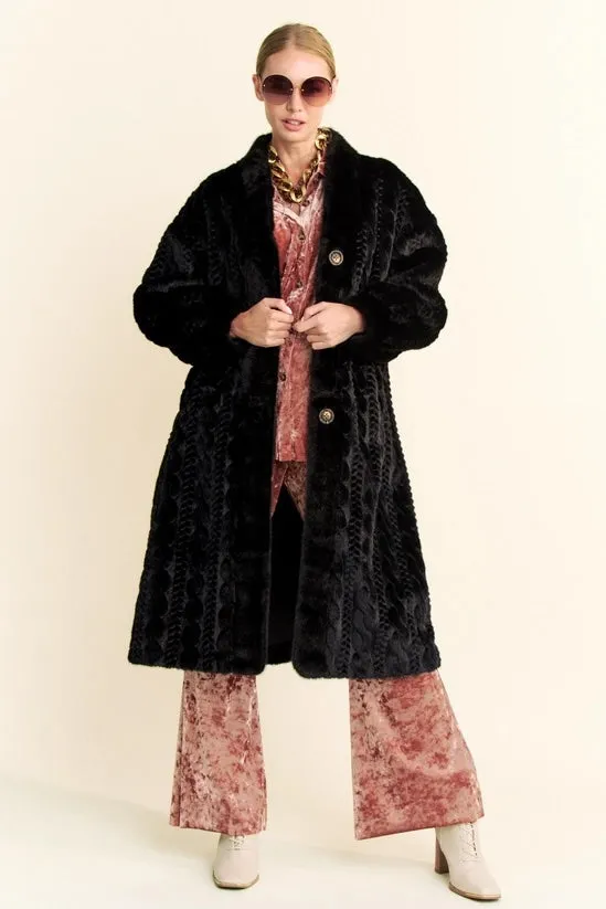 Davi & Dani Black Faux Fur Luxury Cardigan/Coat