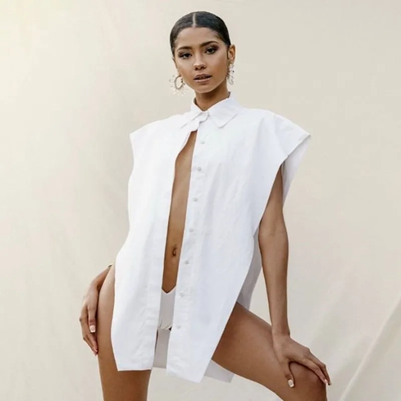 Deep V-Neck Shirt Style Bodysuit - 2 colors