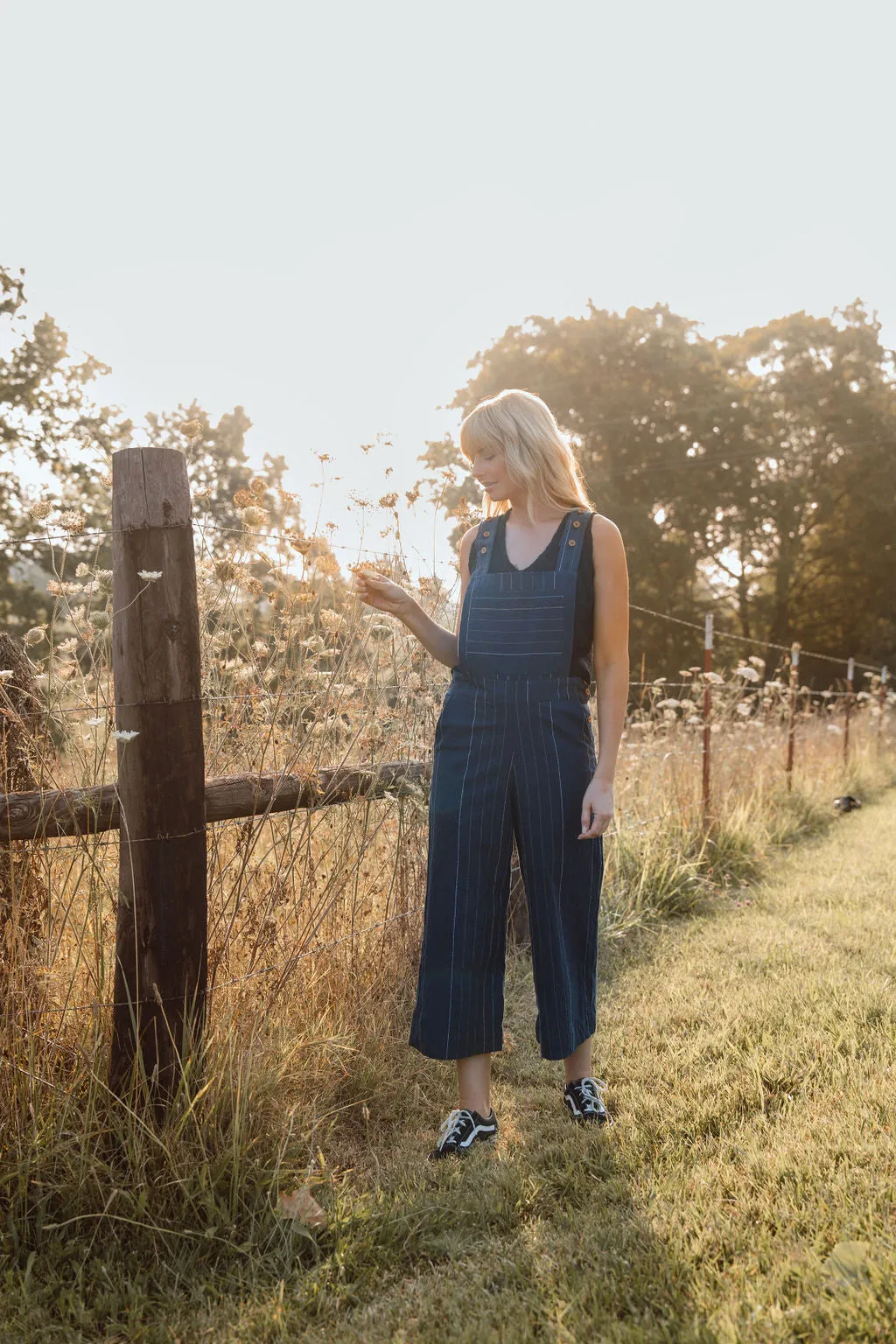 Dilsi Handwoven Cotton Overalls in Navy Made to Order