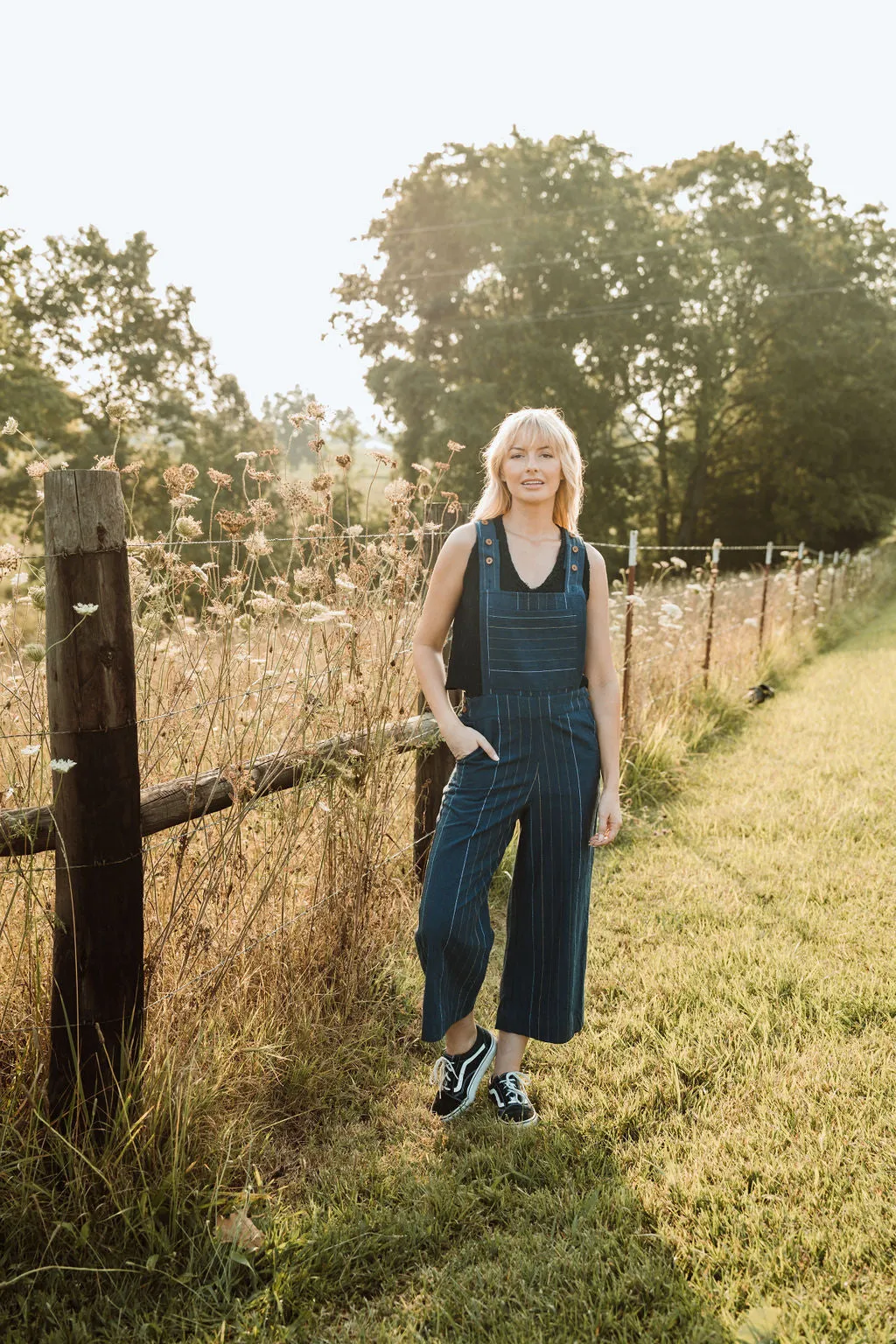 Dilsi Handwoven Cotton Overalls in Navy Made to Order