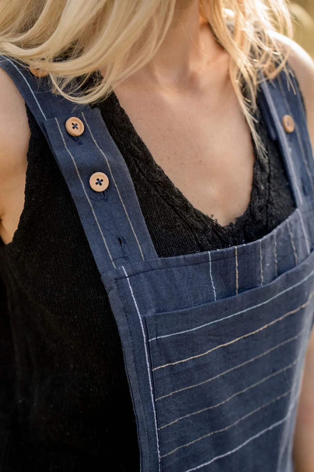 Dilsi Handwoven Cotton Overalls in Navy Made to Order