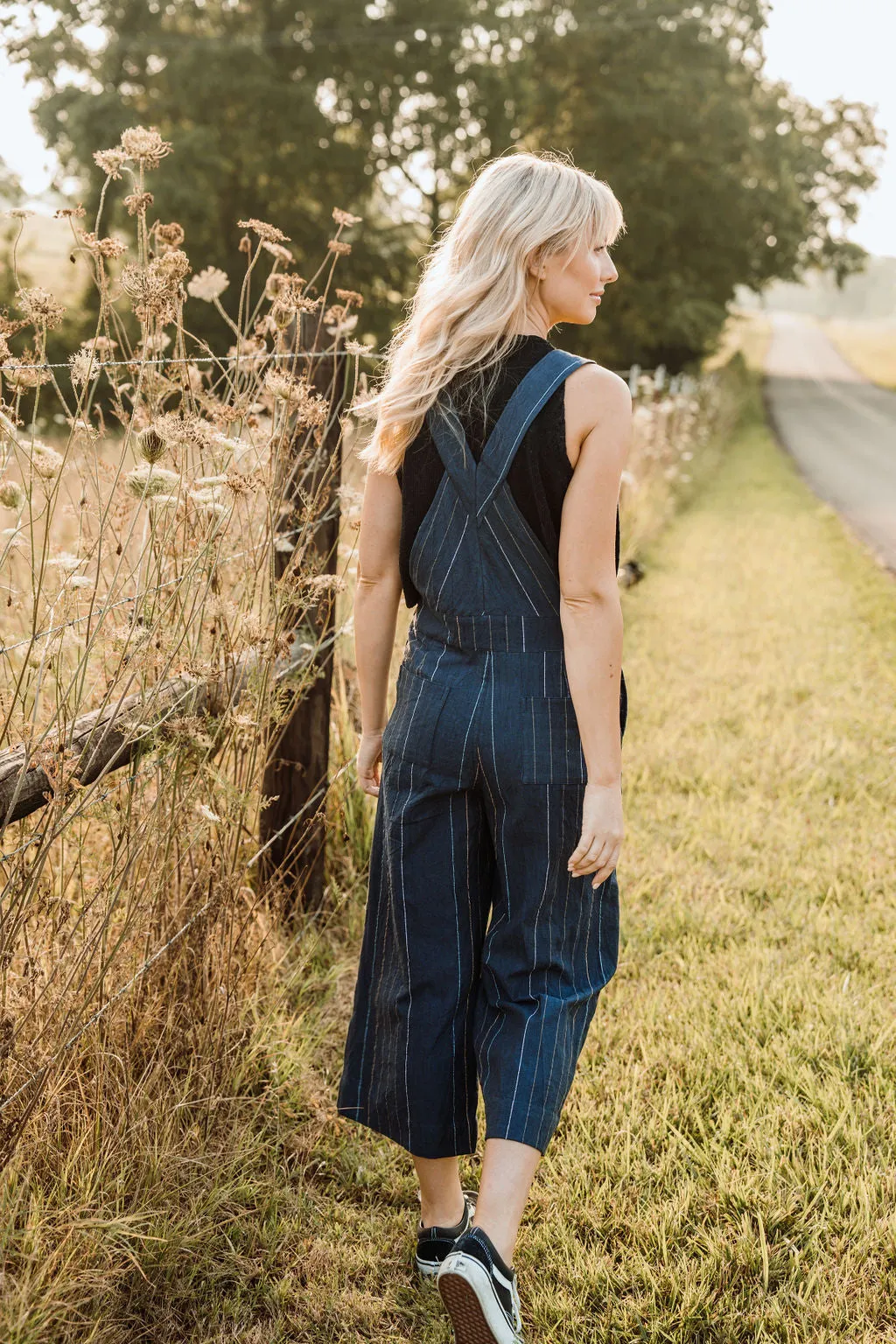 Dilsi Handwoven Cotton Overalls in Navy Made to Order