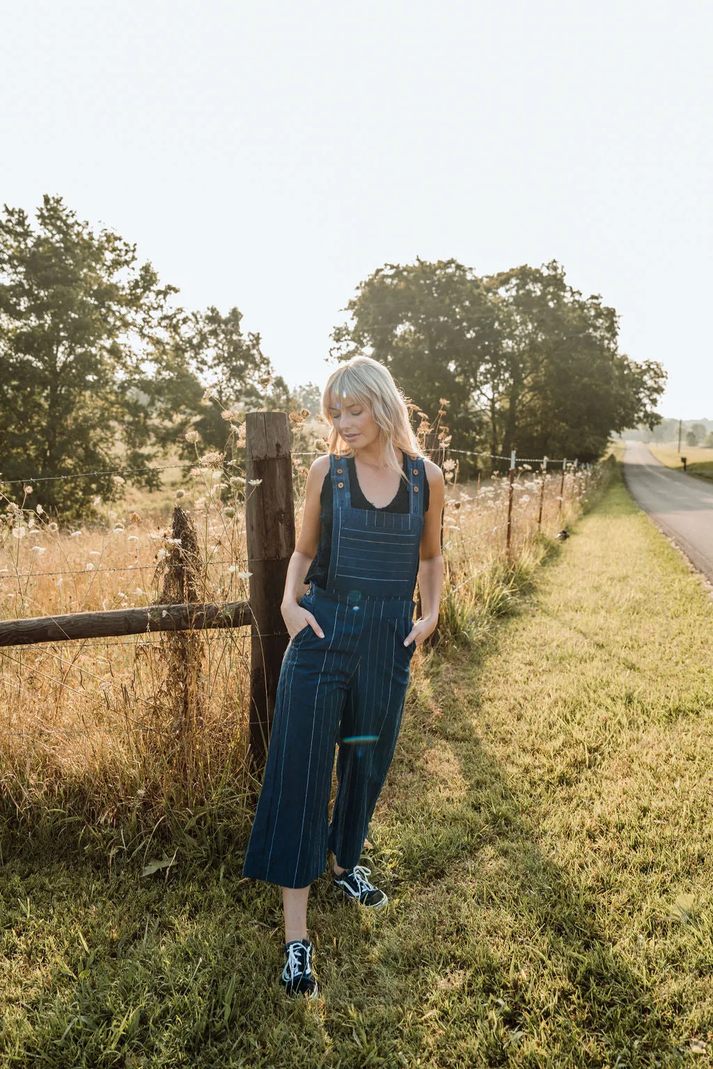 Dilsi Handwoven Cotton Overalls in Navy Made to Order