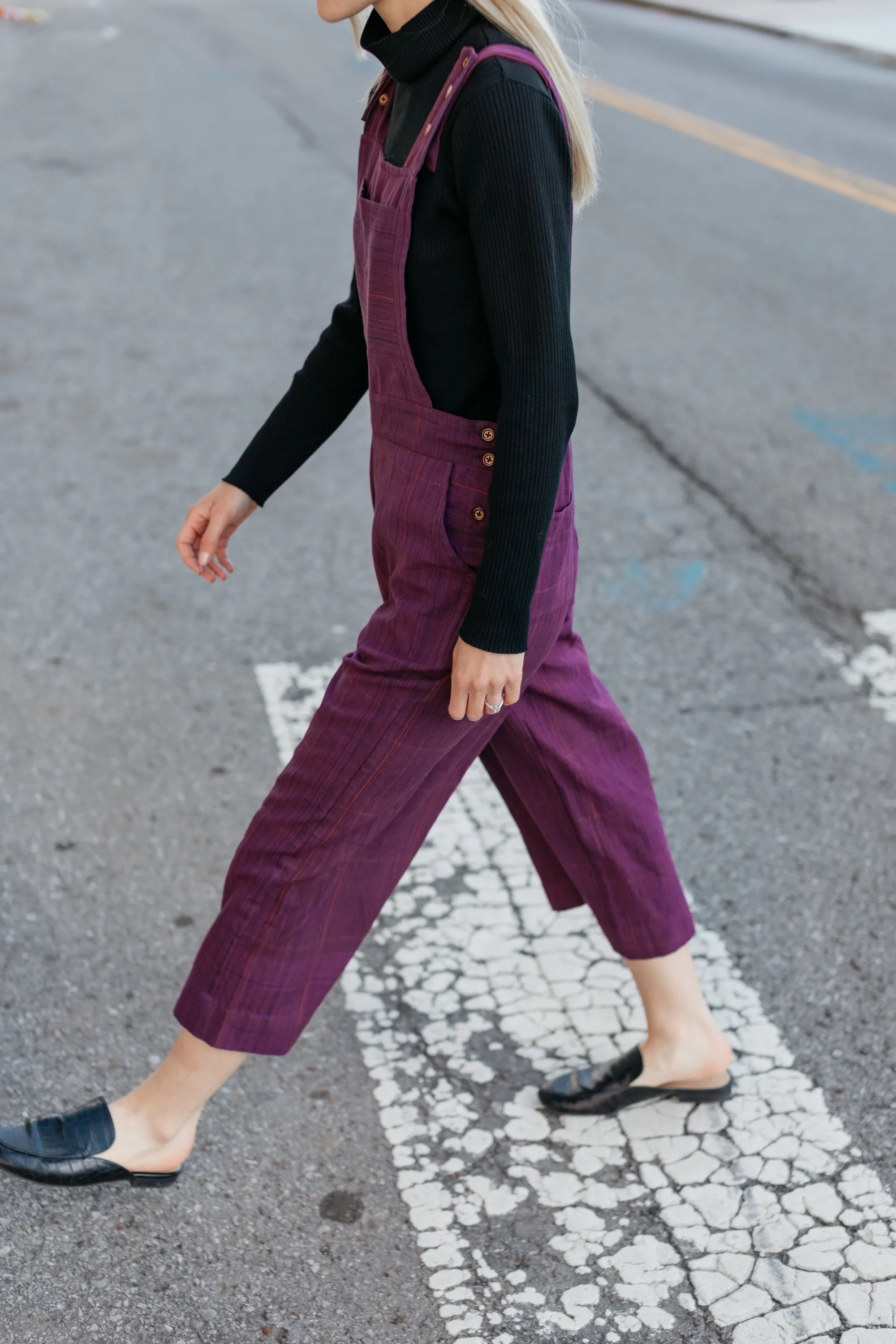 Dilsi Handwoven Cotton Overalls in Navy Made to Order