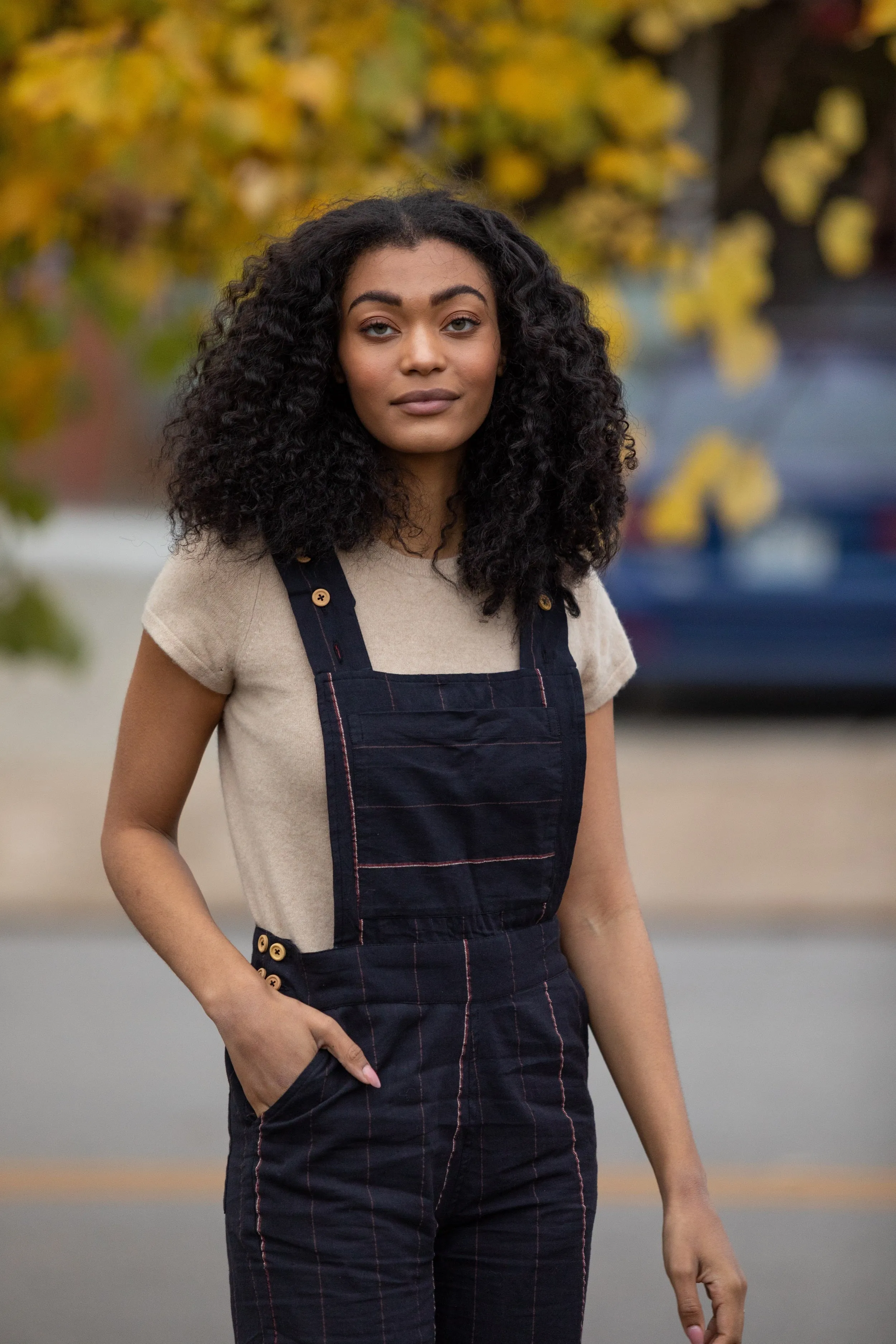 Dilsi Handwoven Cotton Overalls in Navy Made to Order