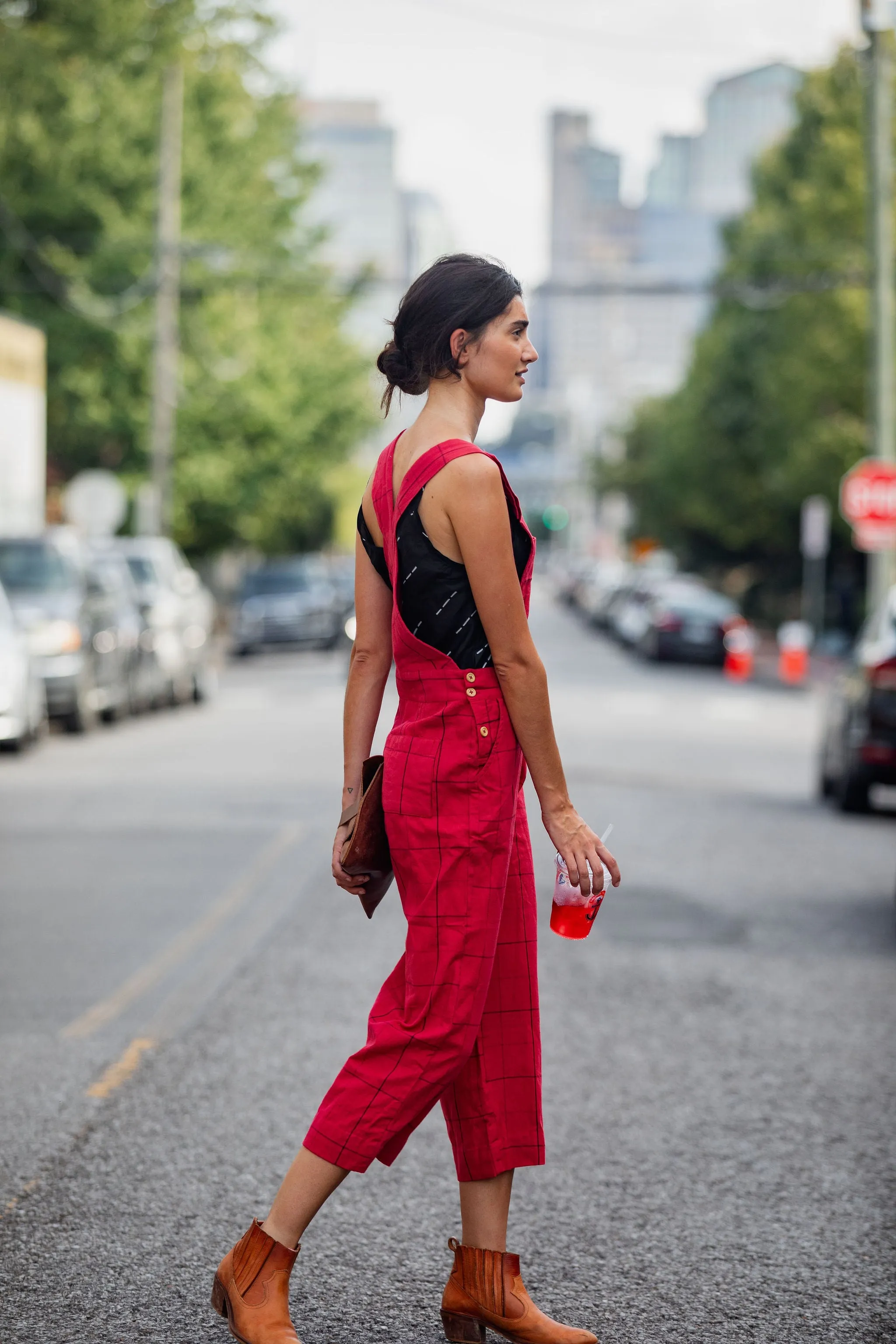 Dilsi Handwoven Cotton Overalls in Red Made to Order