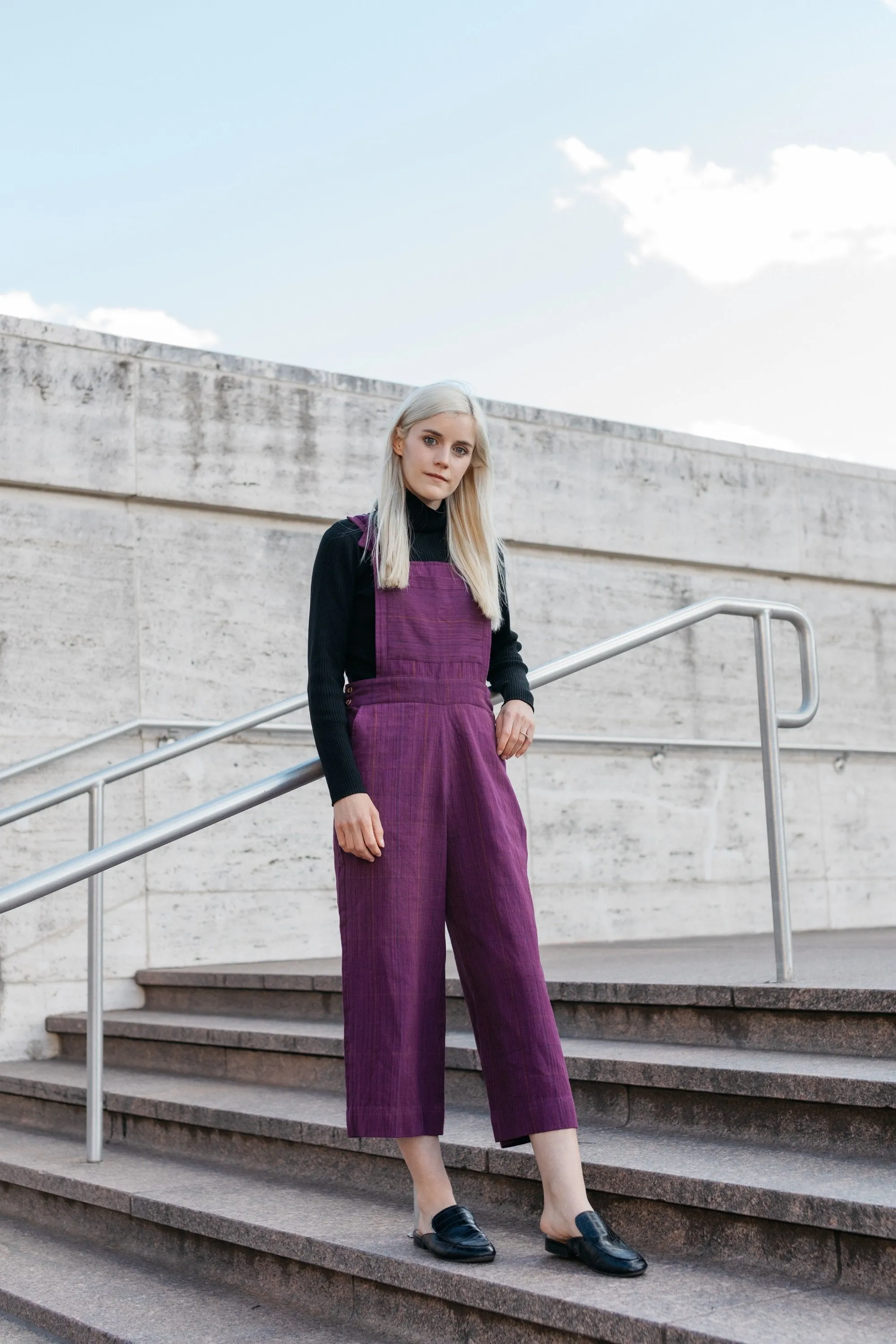 Dilsi Handwoven Cotton Overalls in Red Made to Order