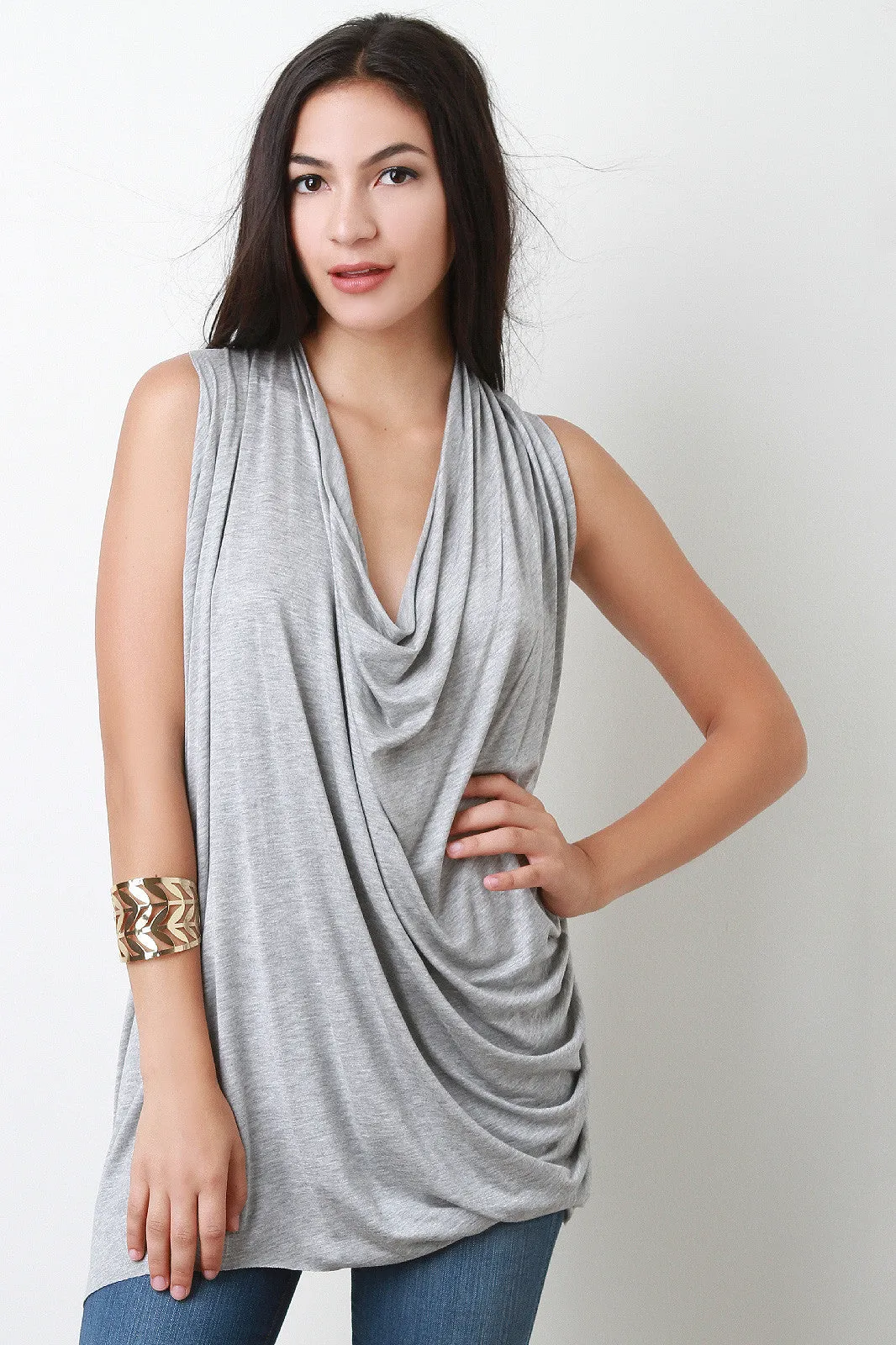 Drape Asymmetrical Racer Back Top