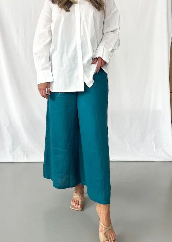 Elijah Linen Pants in Teal