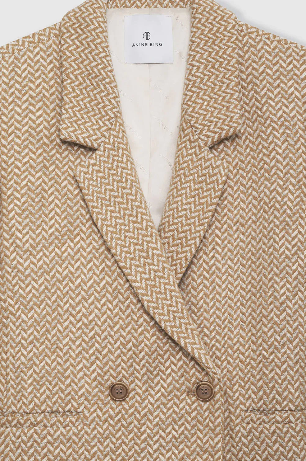 Fishbone Blazer Tan And Cream