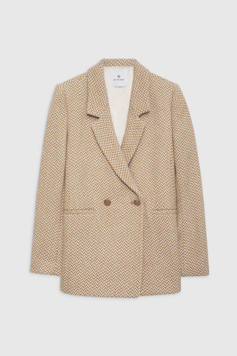 Fishbone Blazer Tan And Cream