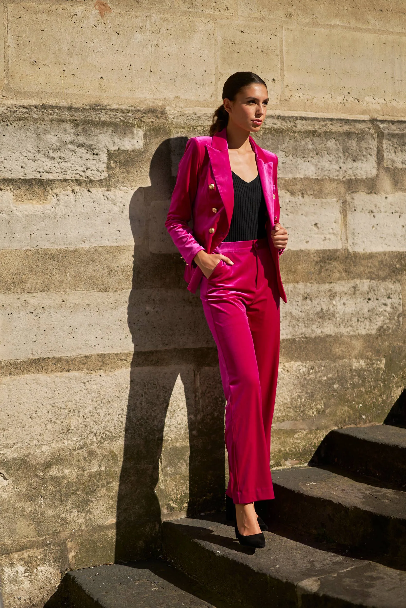 Fuscia Pink Velvet Pants