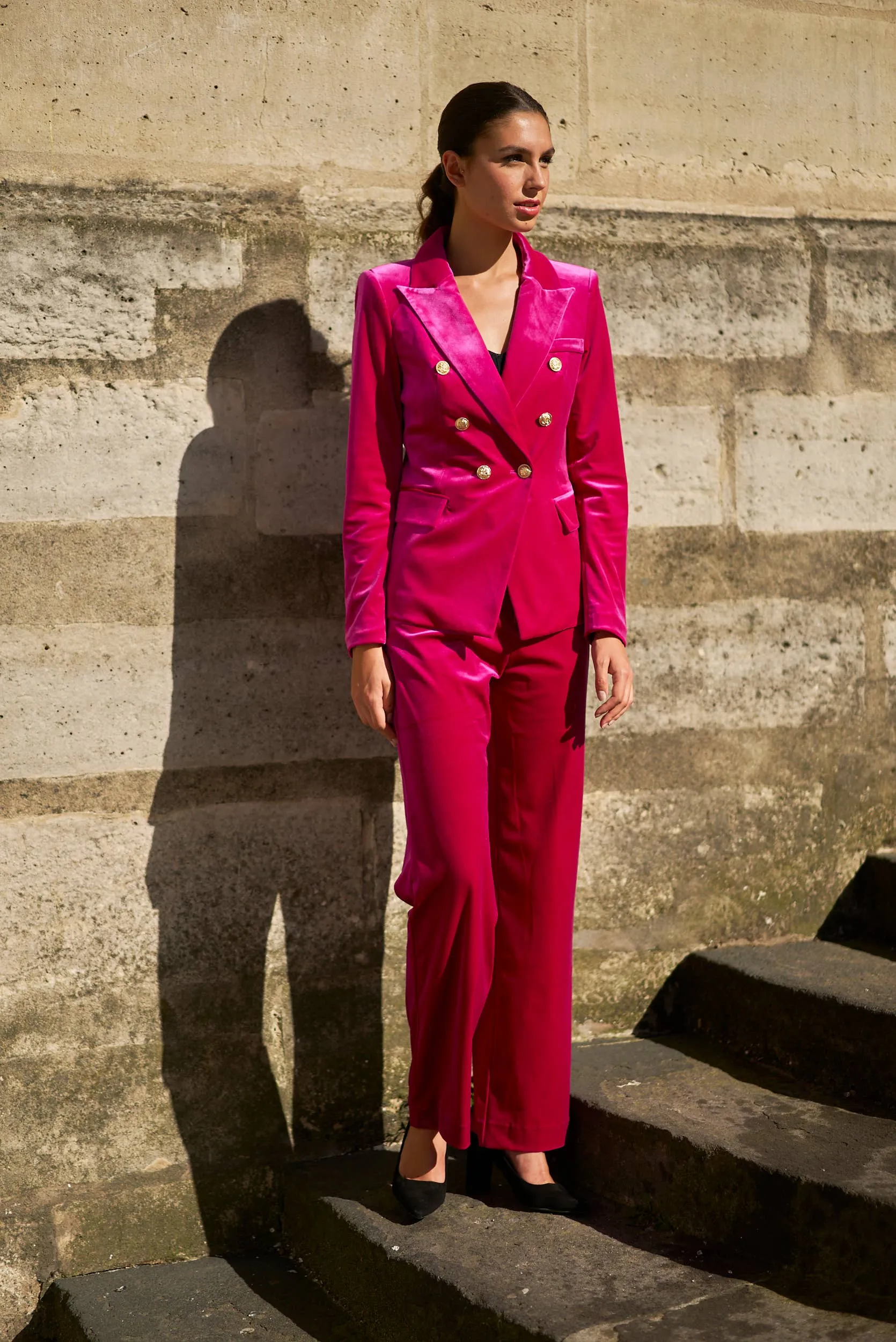 Fuscia Pink Velvet Pants