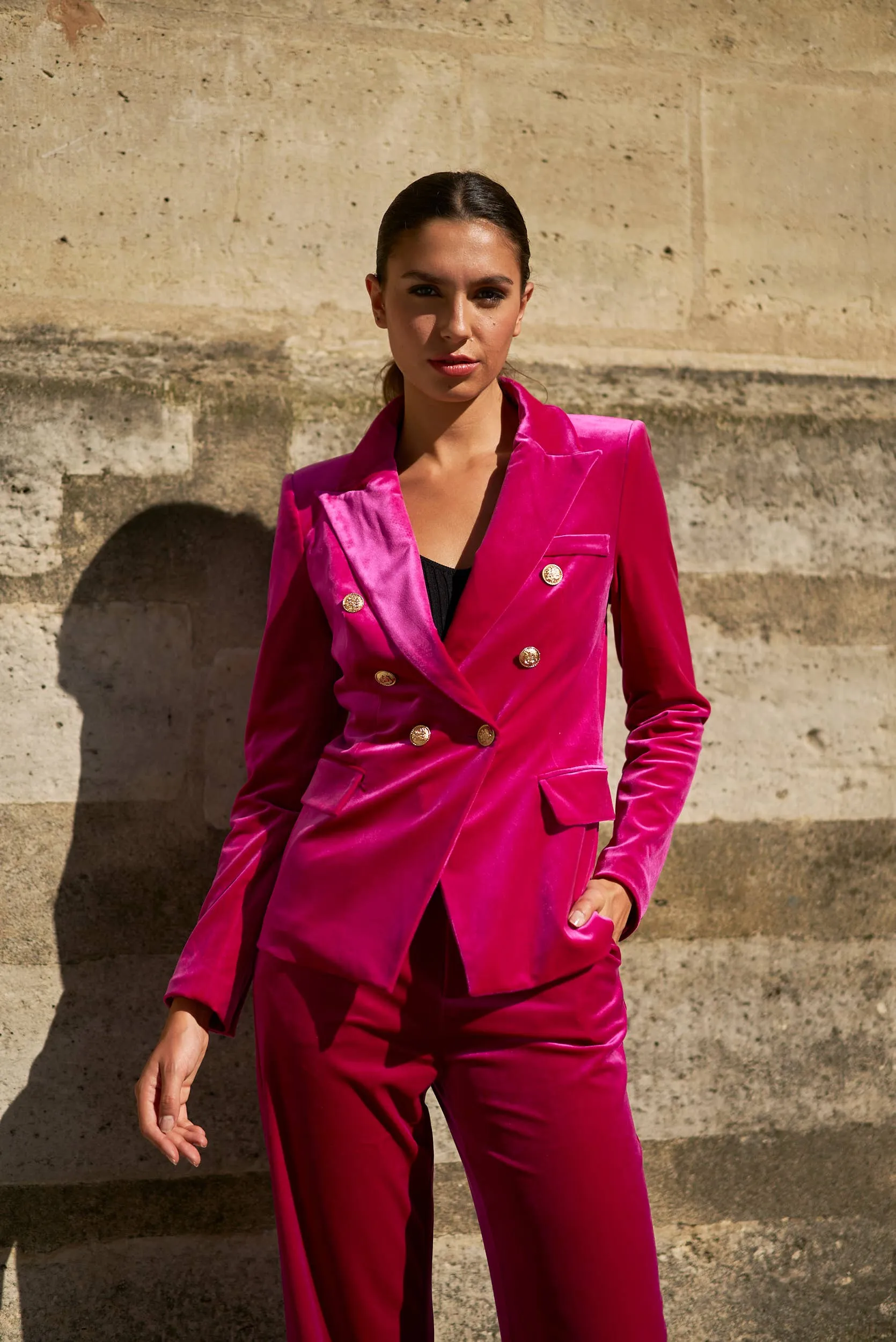 Fuscia Pink Velvet Pants