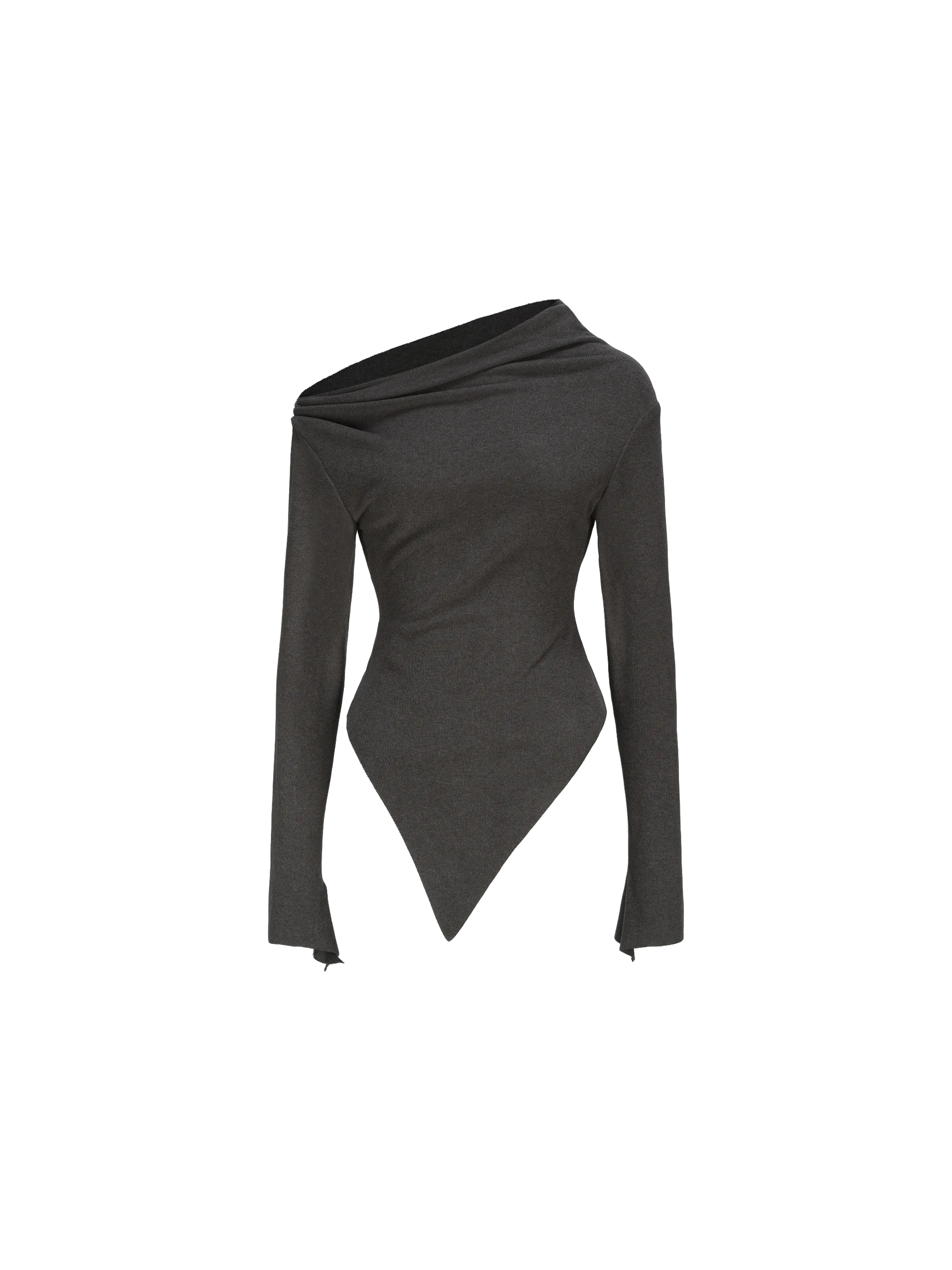 Grey Off-shoulder Knitted Basic Top