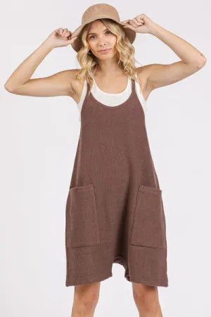 Hazel Blues® |  Mittoshop Scoop Neck Spaghetti Strap Overalls with Pockets
